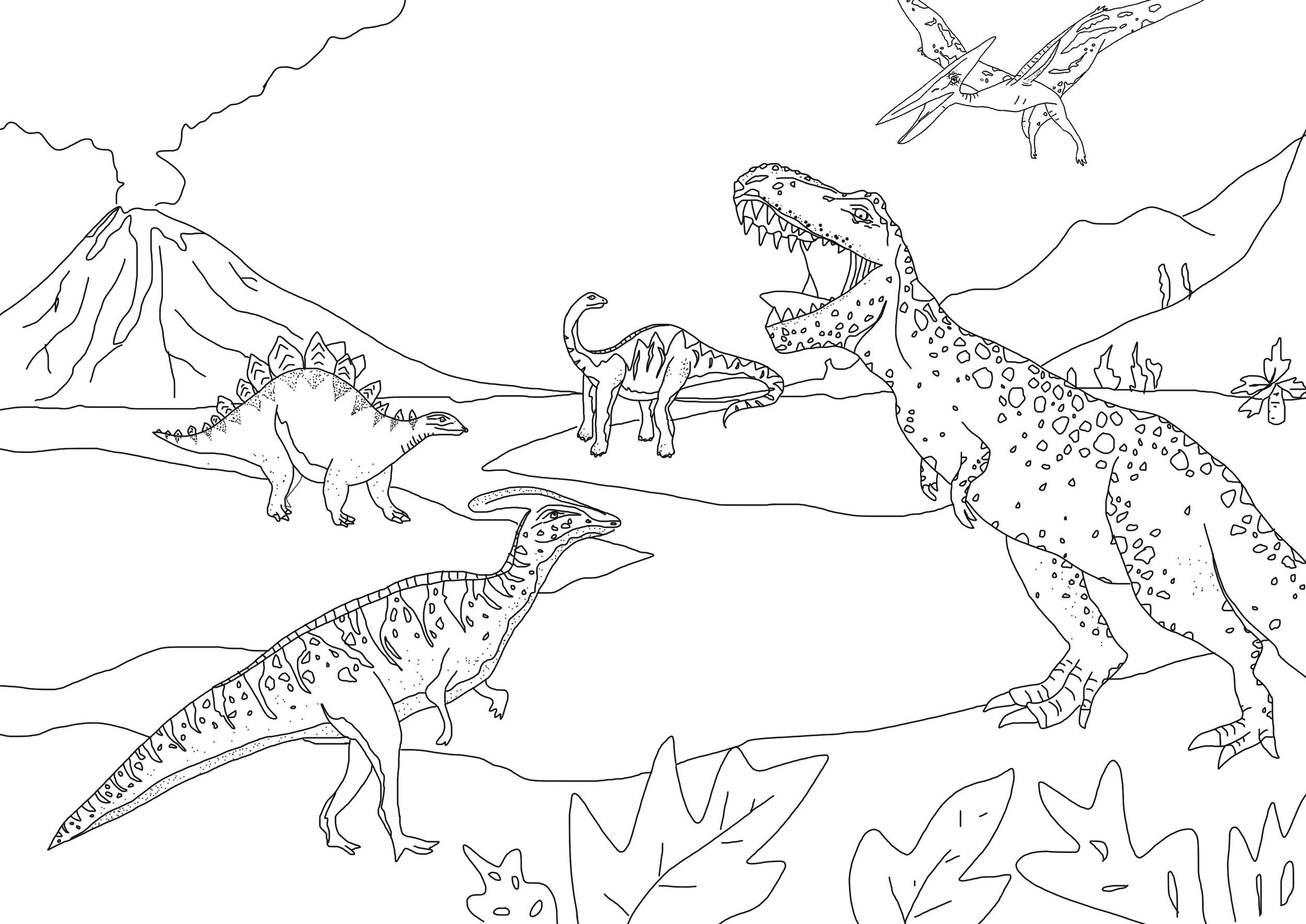 Drawing and Coloring Dinosaurs Big Collection  Jurassic Park Dinosaurs  Color Pages for Kids  YouTube