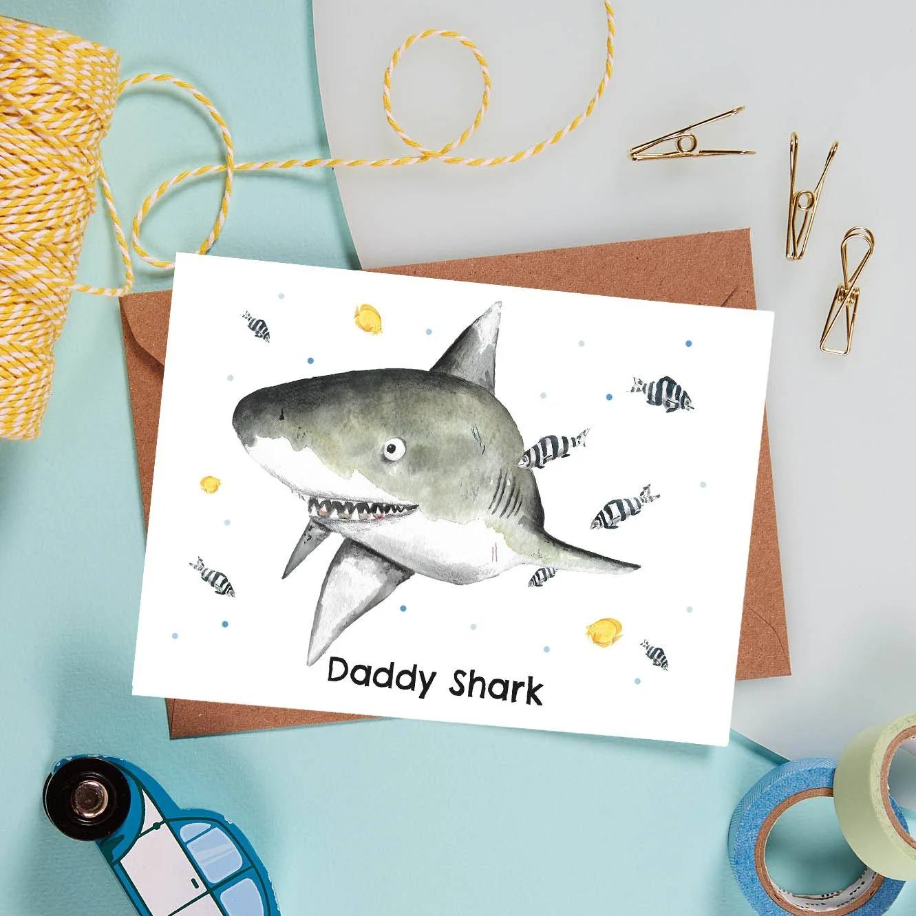 Daddy Shark Card Father's Day — Awesome Mama Illustration