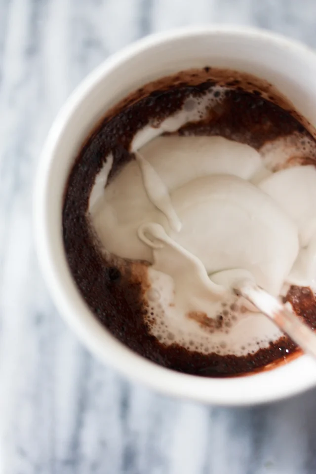Peppermint Sipping Chocolate with Whipped Coconut Milk