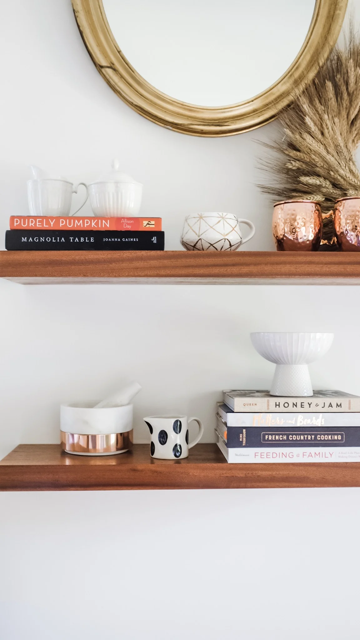 fall cookbook shelf