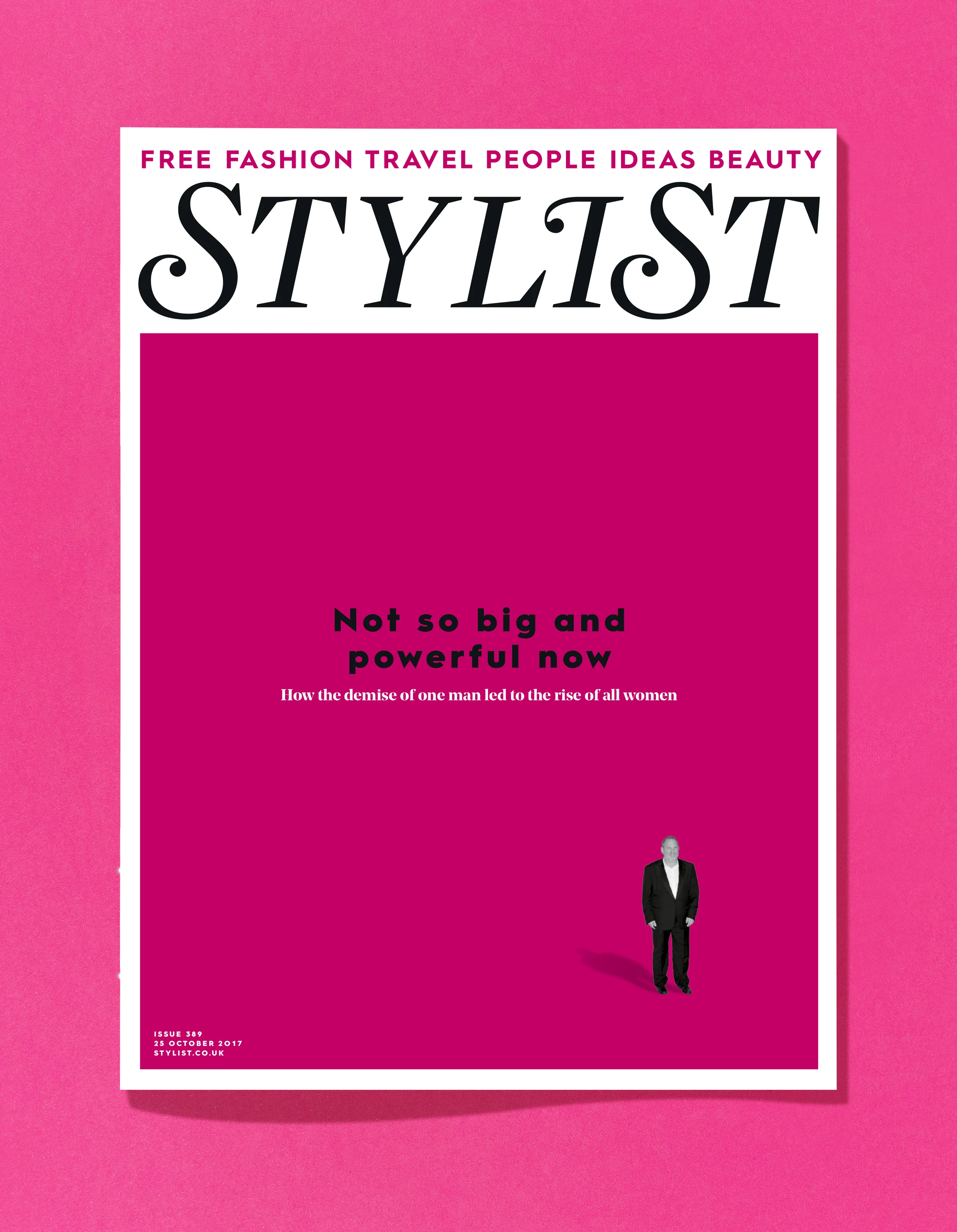 SHORTLISTED FOR PPA COVER OF THE YEAR AWARD This cover came about the day before press as it would have been naive not to comment on the quickly unfolding Weinstein story. A clever crop makes the once very powerful man, very small.