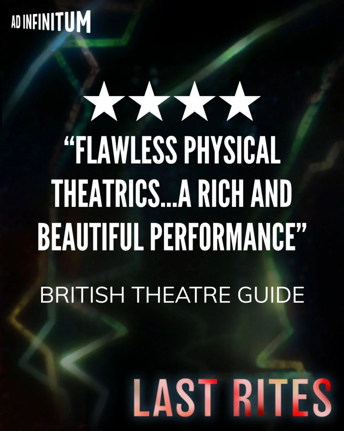 Some stunning press reviews from our @edfringe week!

One more chance to catch us...

Last Rites
Sunday 24 August
3.50pm
Pleasance One, Pleasance Courtyard @thepleasance

Ticket link in bio or DM us!

#LastRites #LastChance #EdFringe2025 #DareToDisco