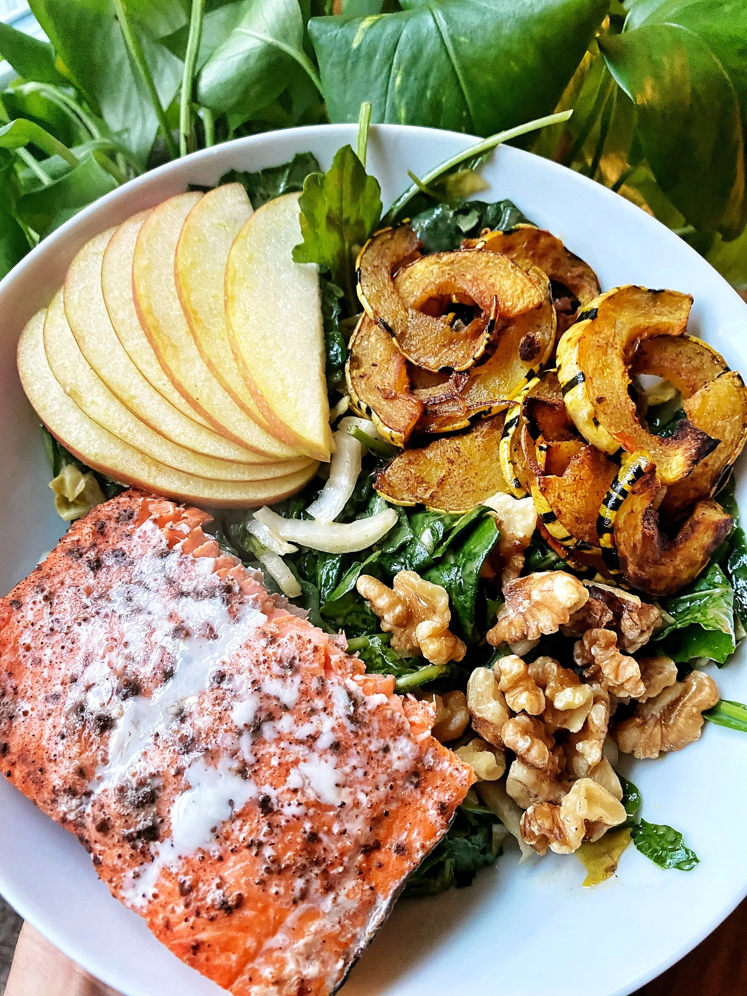 Roasted Squash and Apple Salad with Creamy Balsamic Vinaigrette