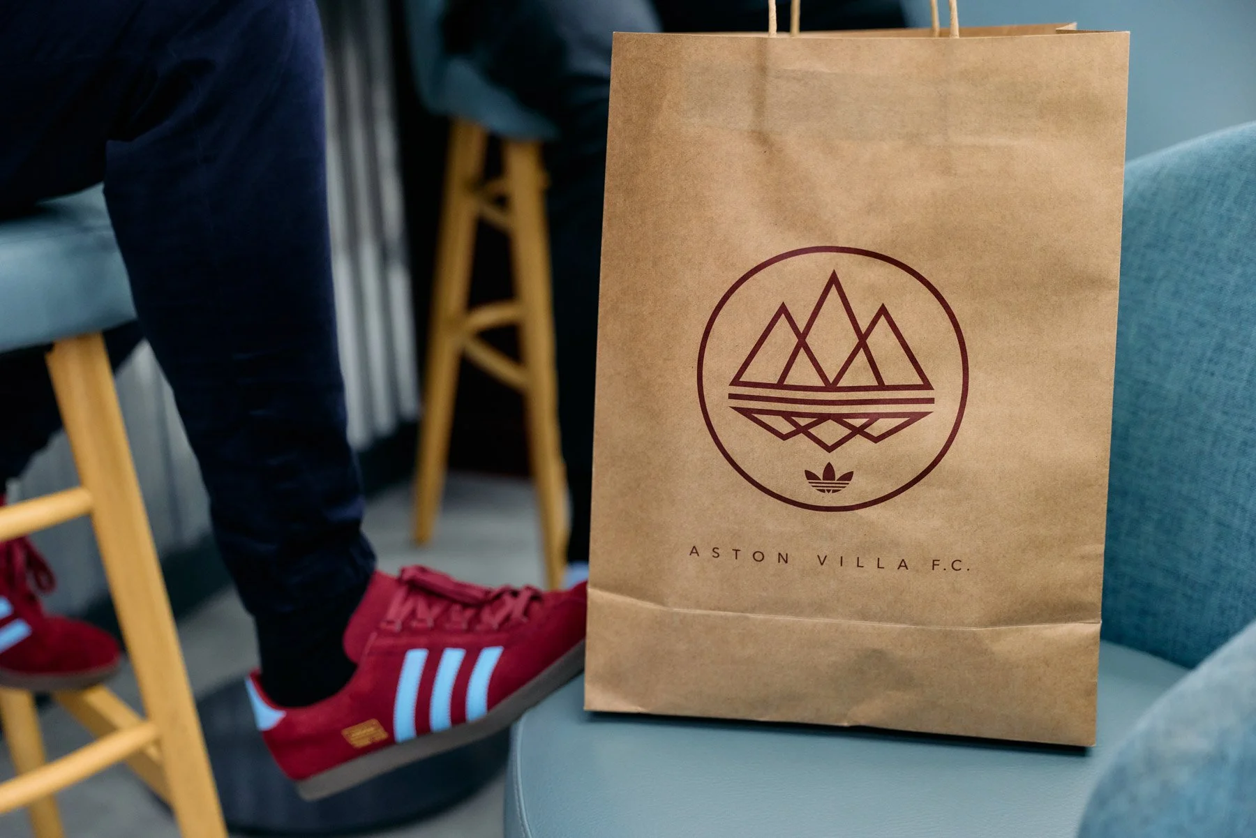 Brand event photography of Adidas branded retail bag from Aston Villa Football Club