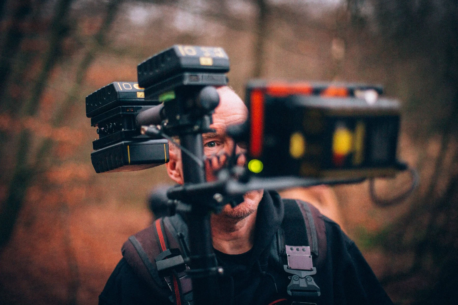 Cinematic unit still of film crew on The River Bend set