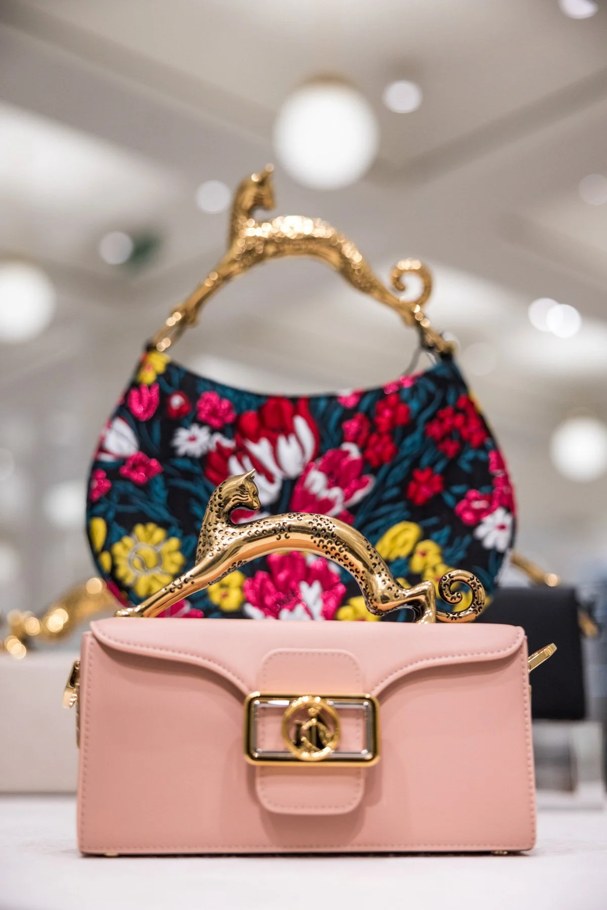 Commercial retail photography of Lanvin handbags in store