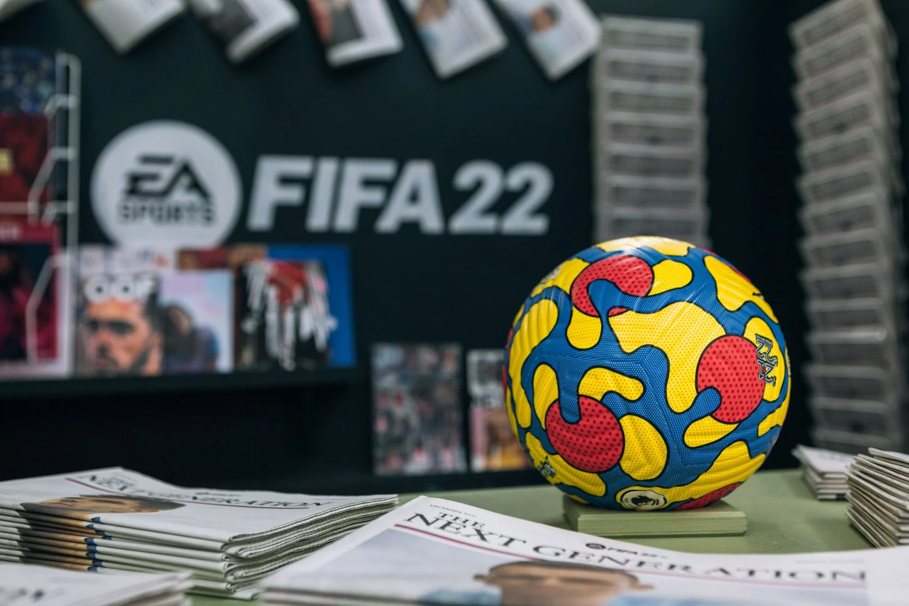 Brand activation photography of FIFA newsbooth at Victoria Station