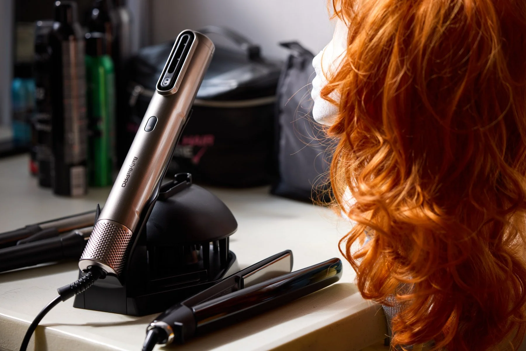 Commercial product photography of BaByliss Air Wand on editorial shoot