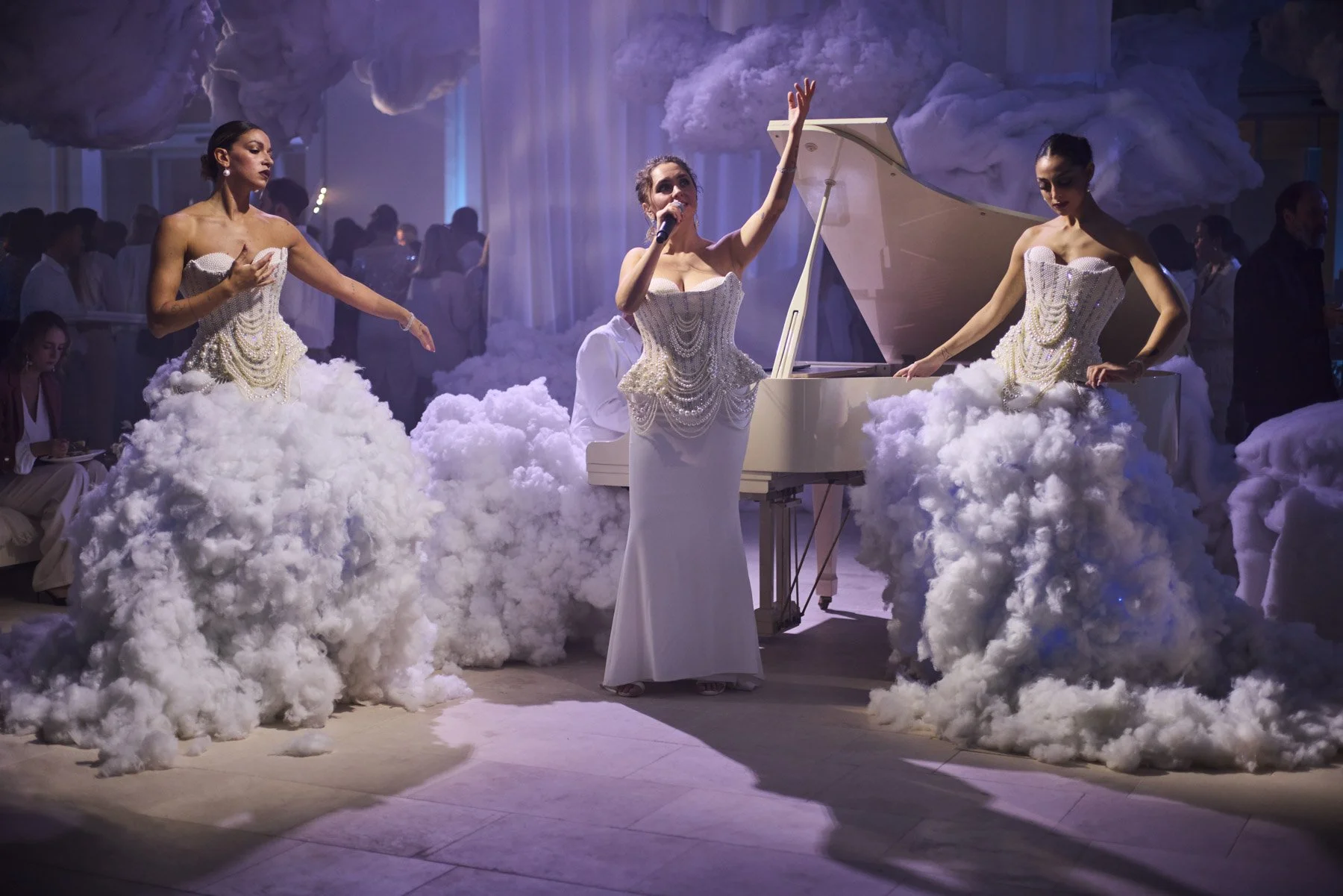 Live performers in immersive dreamscape setting