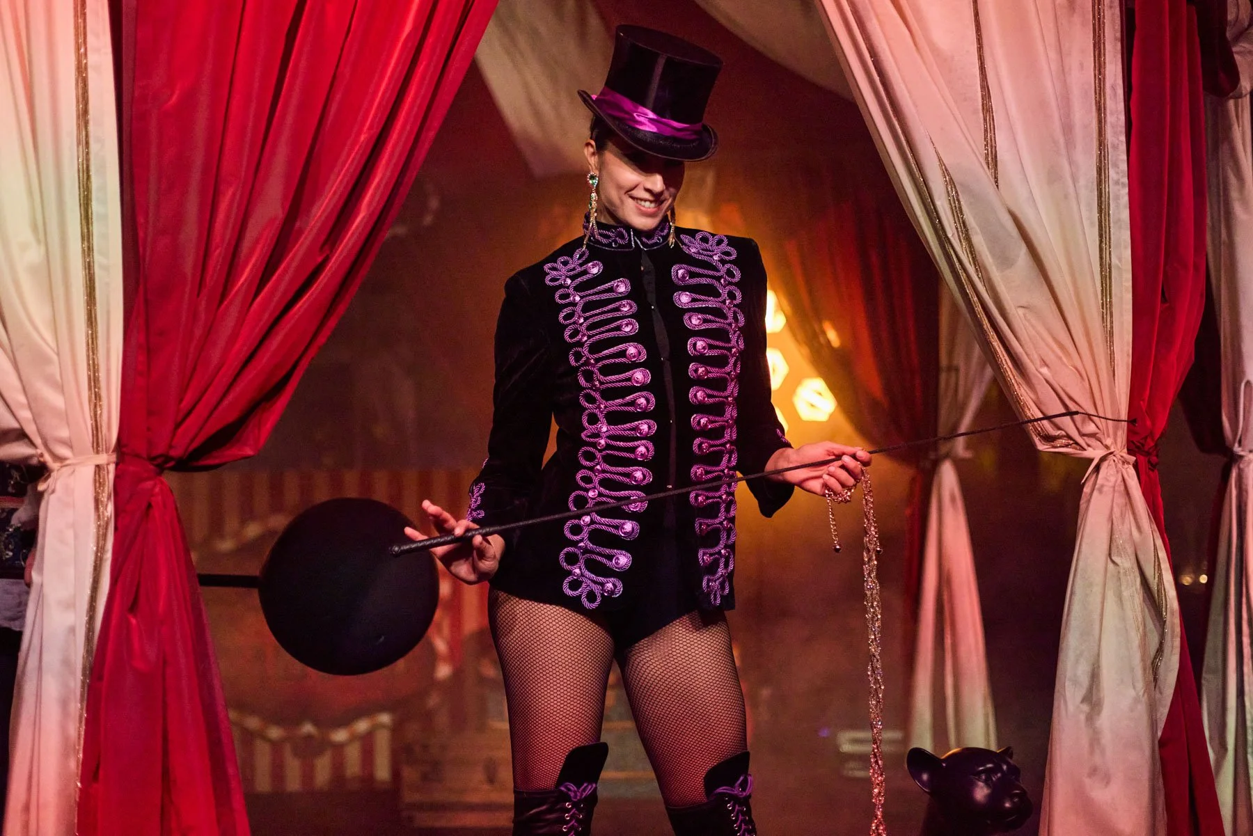 Live performance of dancers on circus stage