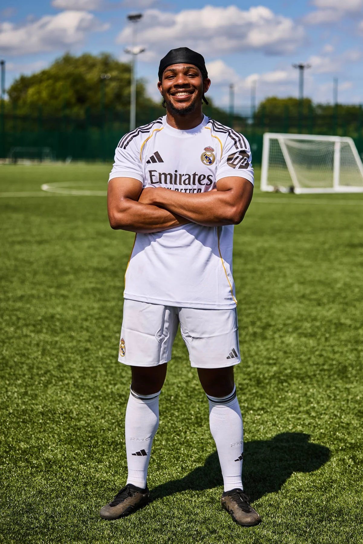 Brand event photography of a guest at the Adobe football event