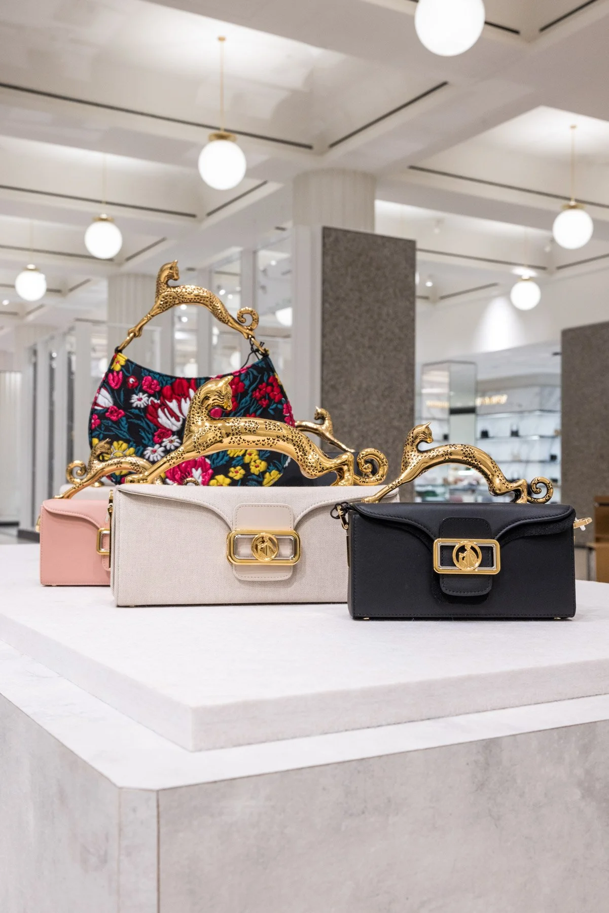 Commercial retail photography of Lanvin handbags in store