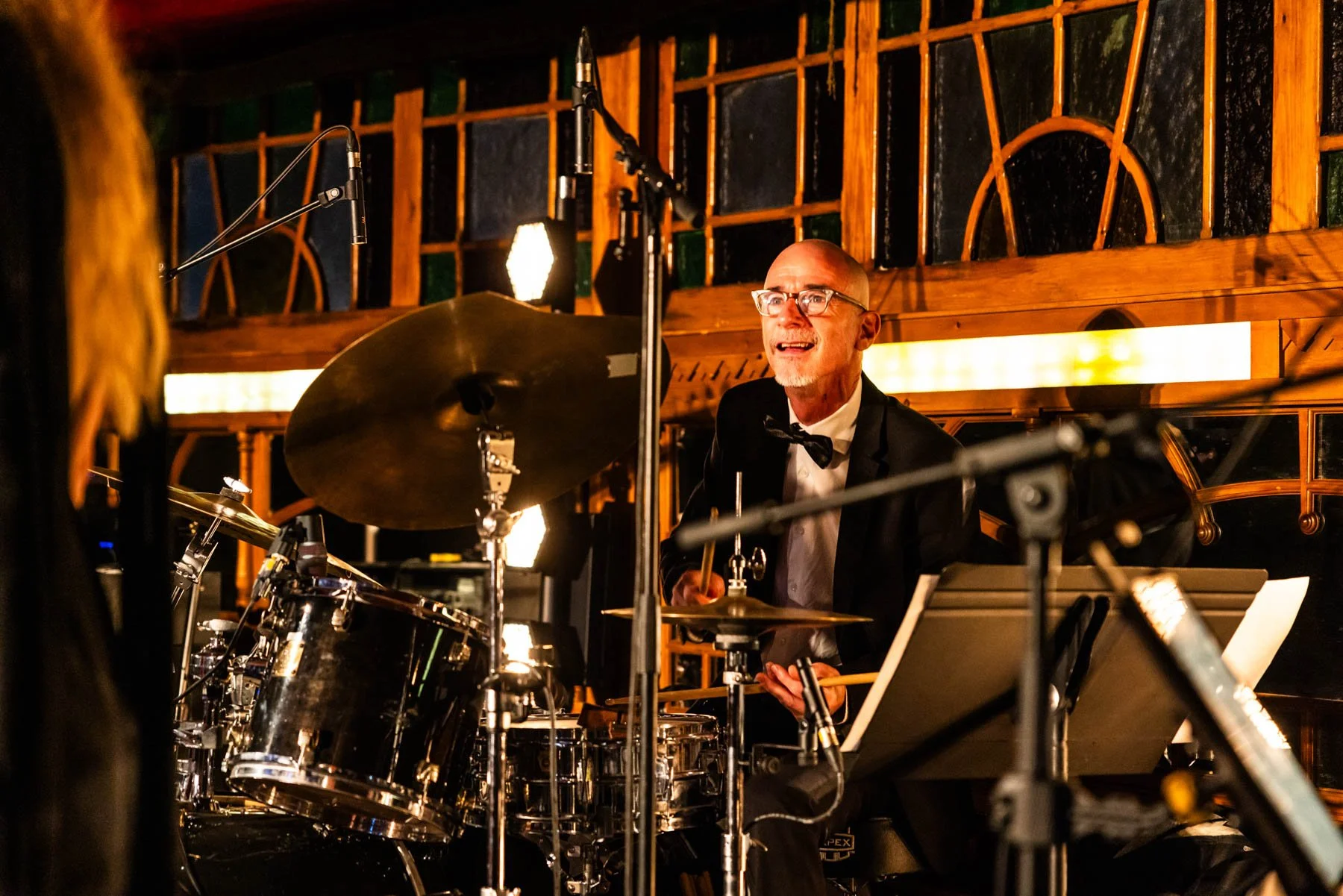 Live music photography of Natty Bo’s drummer performing at Henley Festival