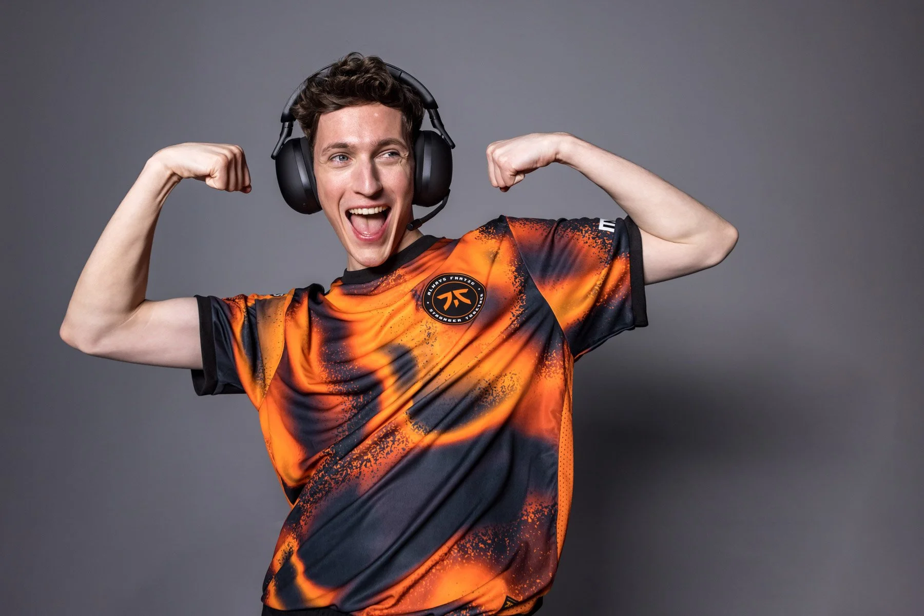 Commercial lifestyle photography of Boaster wearing Sony gaming headphones