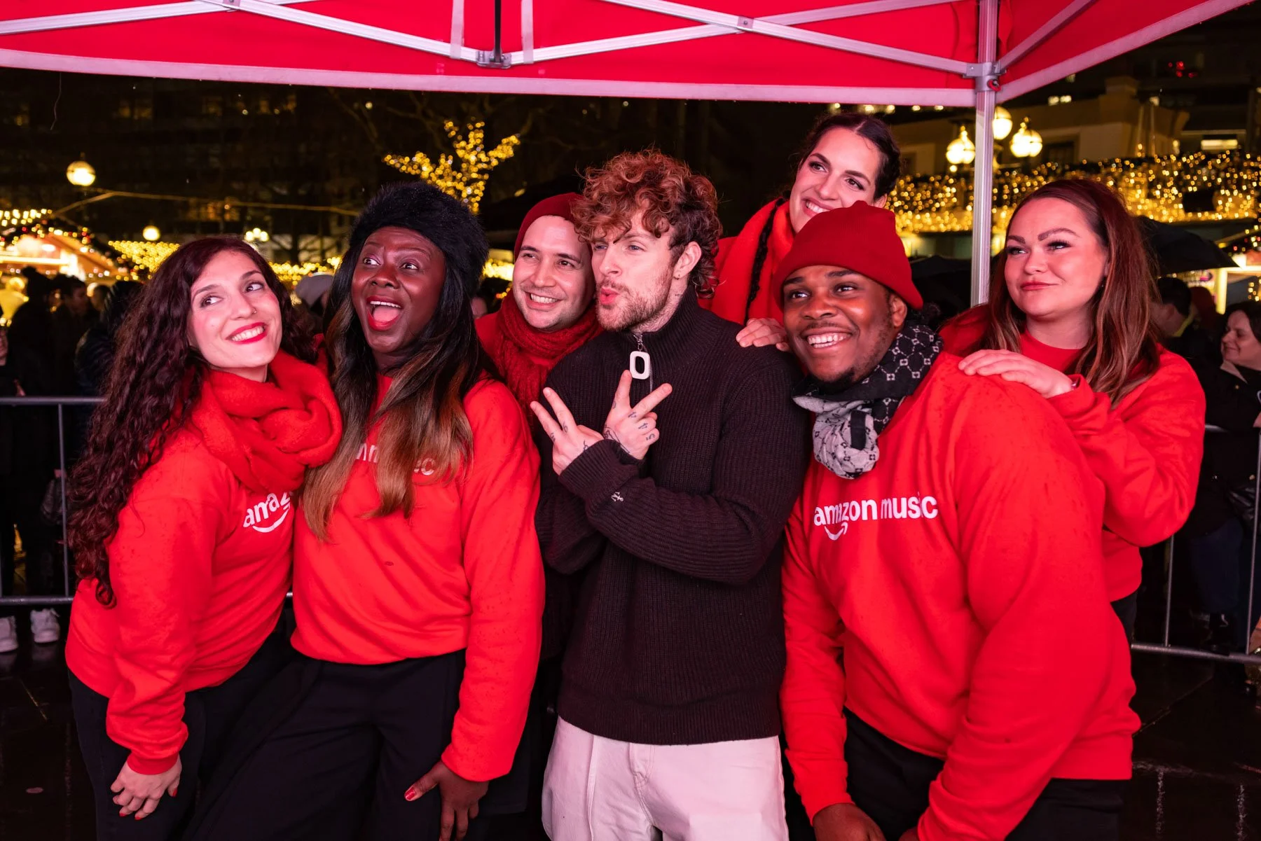 Brand event photography of Tom Grennan at Christmas music event