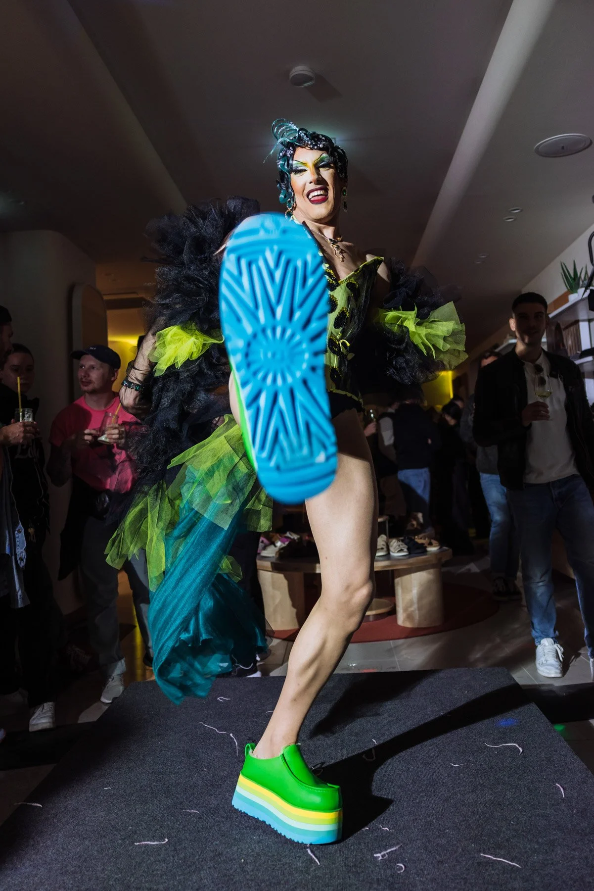 Brand event photography of drag performer at UGG Pride event