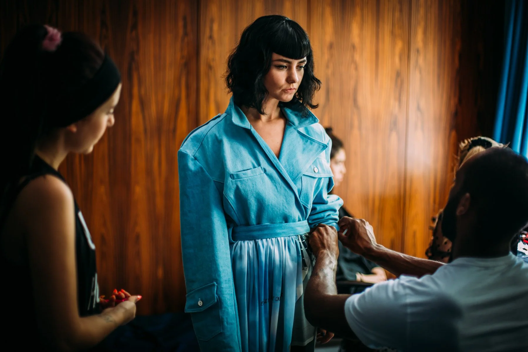 Models styled for retro inspired hair editorial shoot