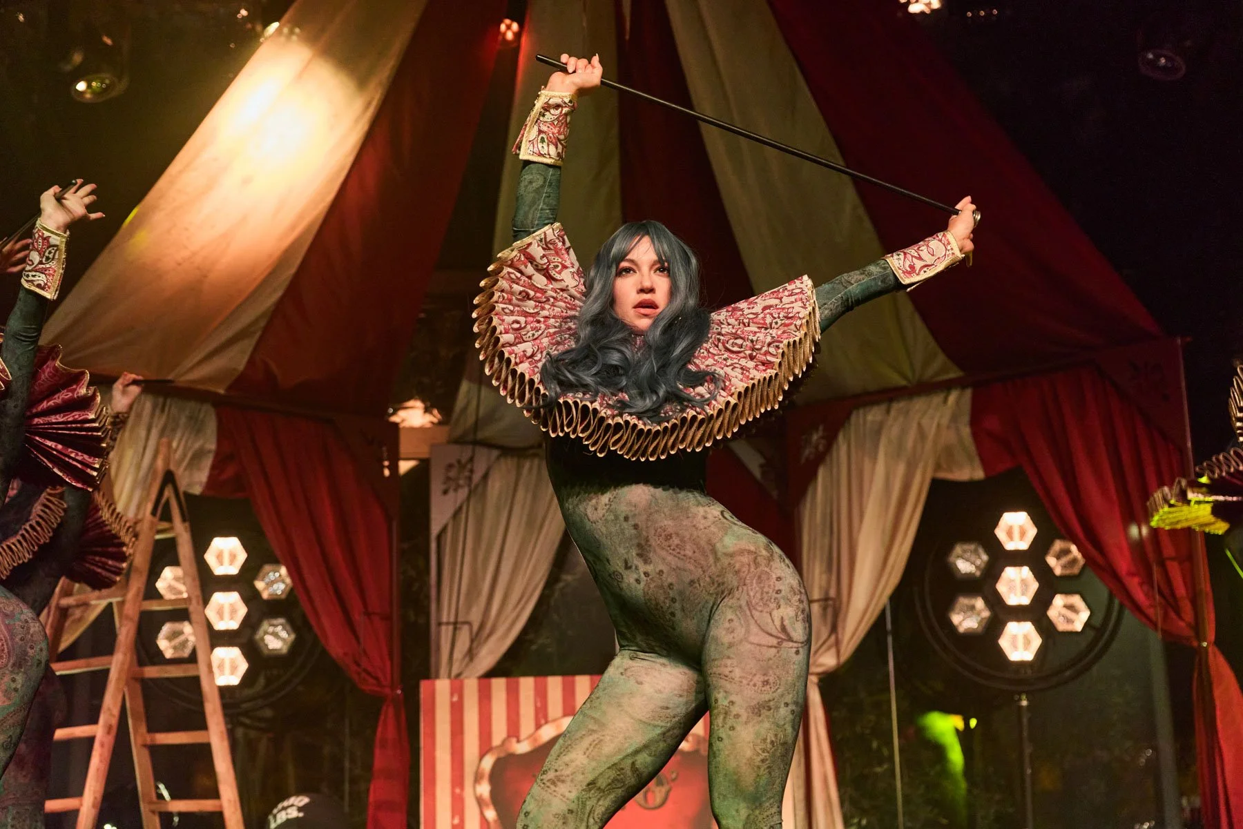 Dancers performing on circus stage during live event