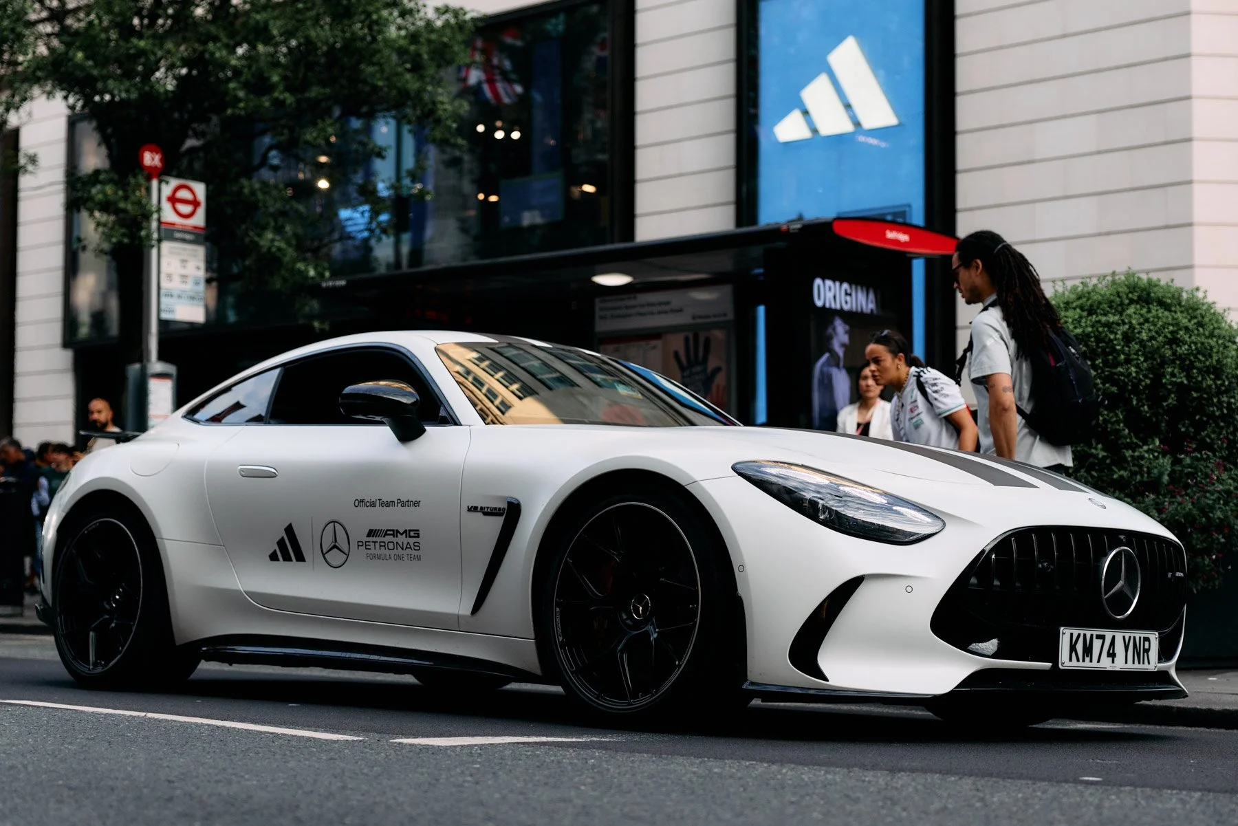 Mercedes-AMG F1 photographed at speed through London as part of an Adidas brand campaign.