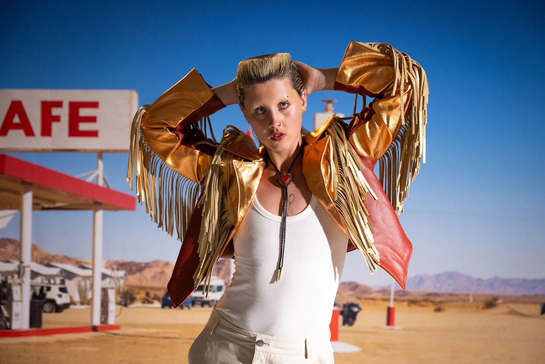 Fashion hair editorial with cowboy core styling