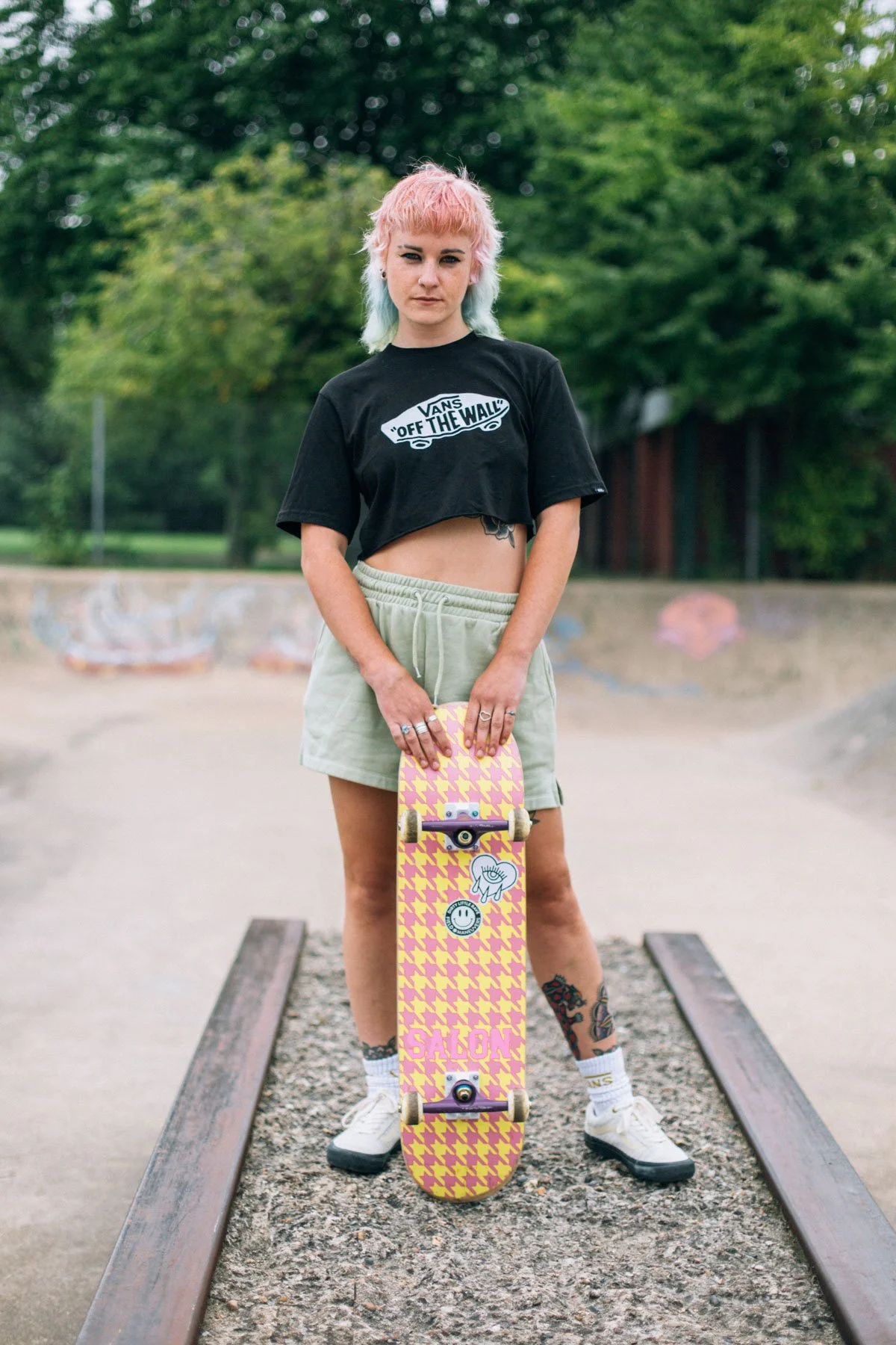 Models on location for skatepark fashion editorial