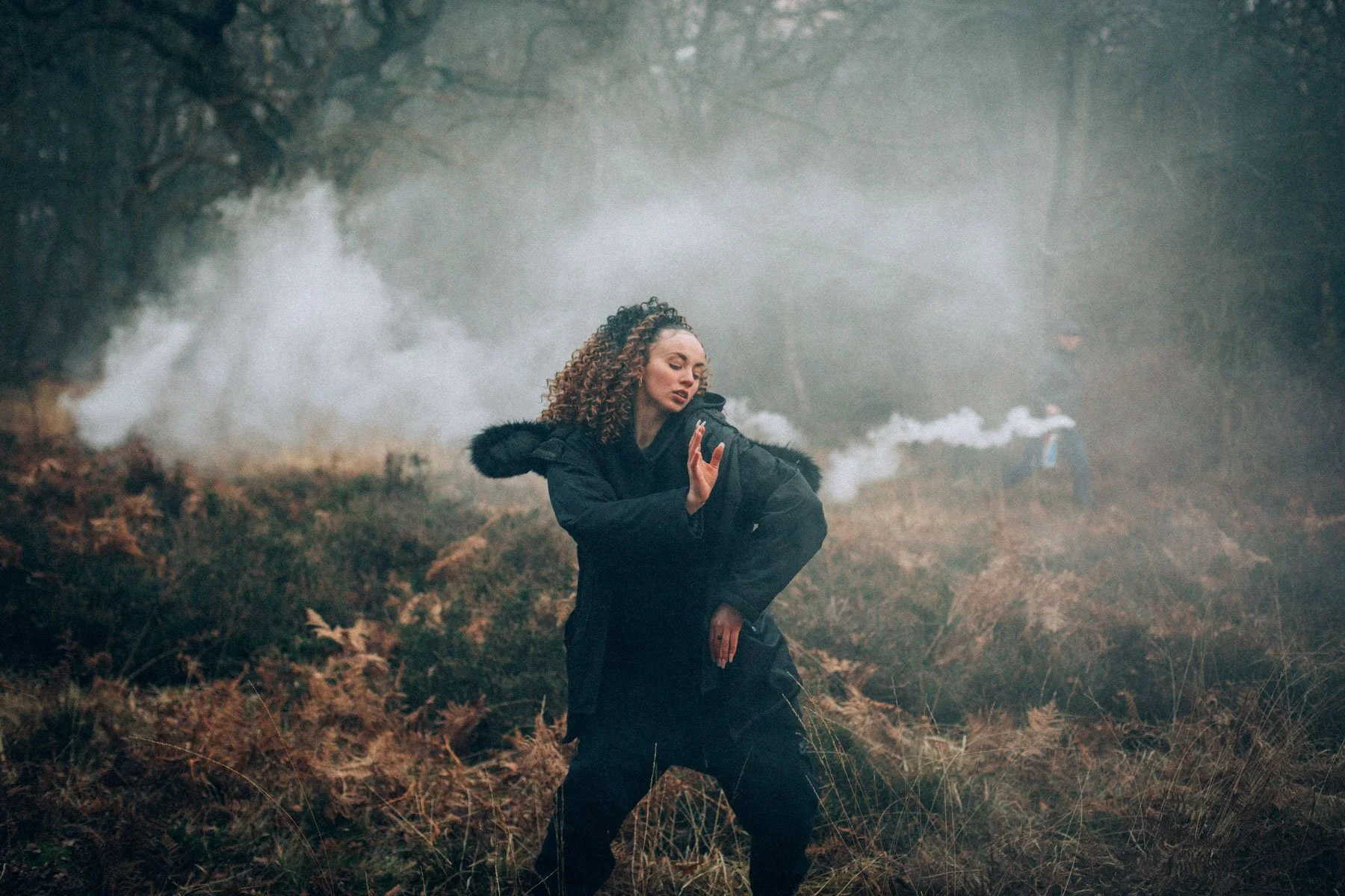 Cinematic unit still of background cast filming The River Bend