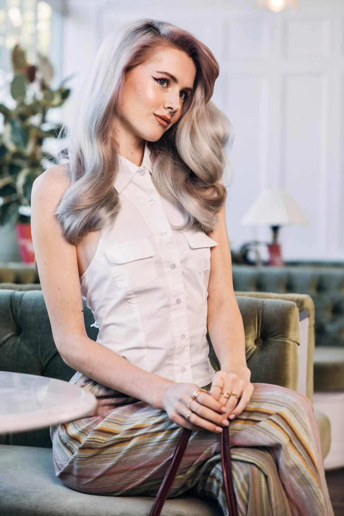 Models styled for hair colour editorial shoot