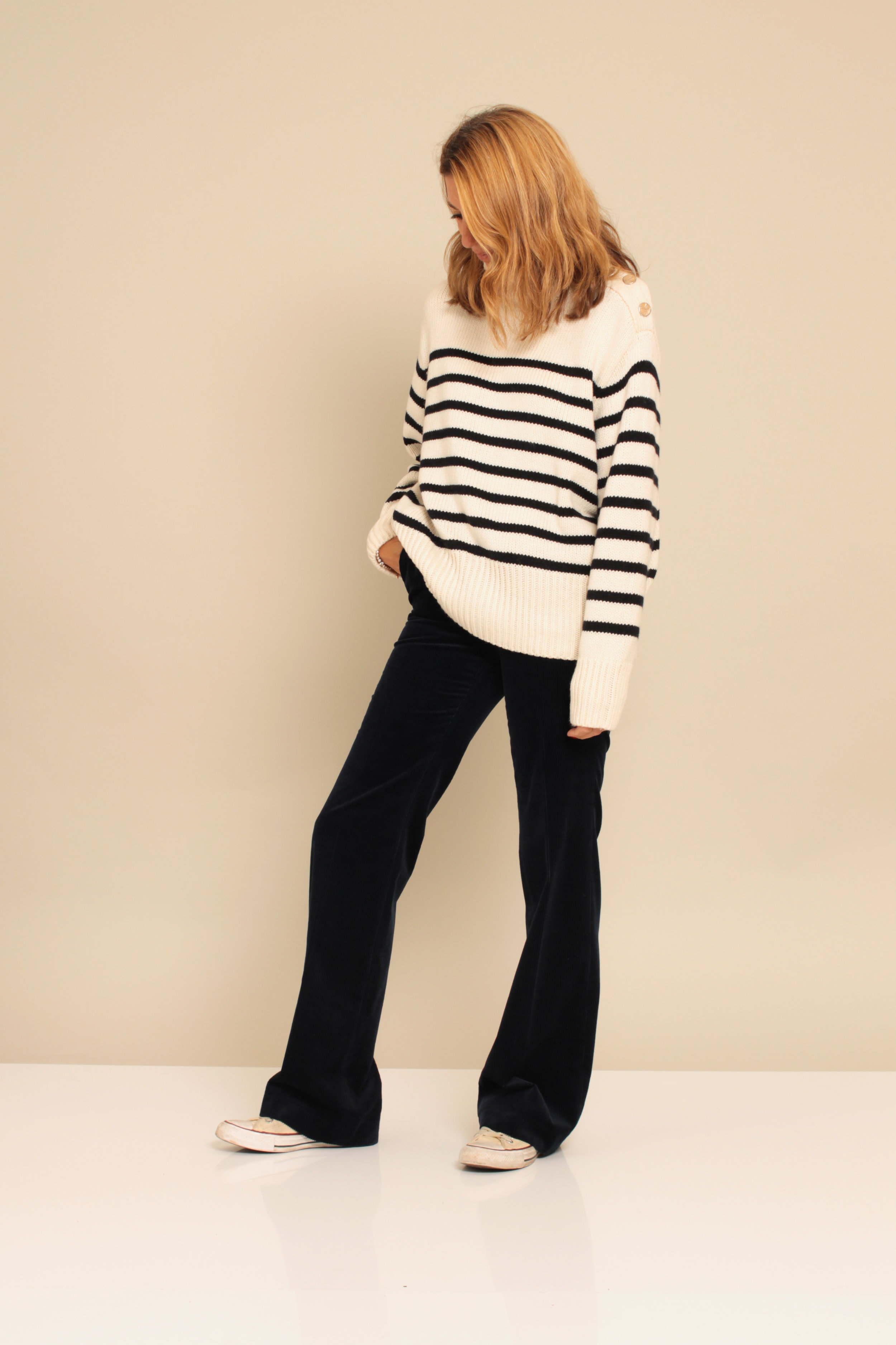 Jumper: £39.99 Zara The perfect weekend sweater Lovely button detail on the shoulder Trousers: £79.95 Massimo Dutti