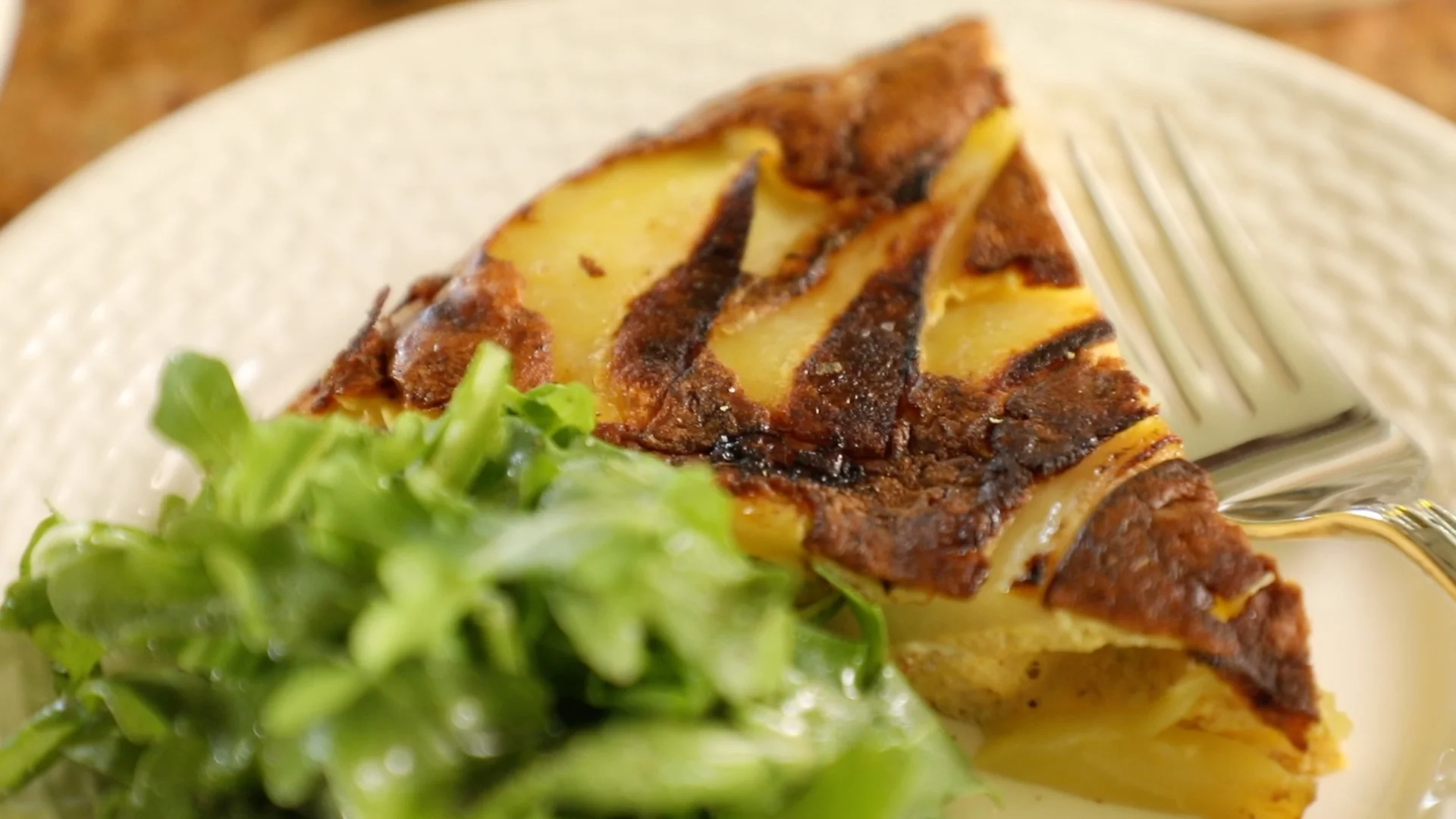 Crab and Potato Frittata with Lemon Arugula Salad