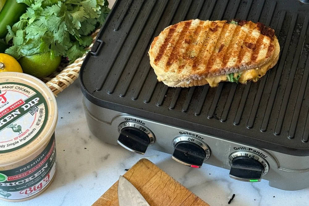Cheesy Roasted Pepper Chicken Dip Panini