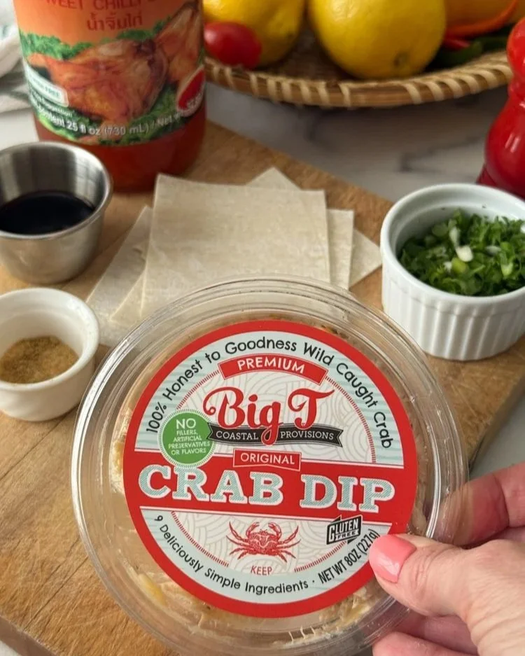Big T Crab Dip with ingredients to make wontons