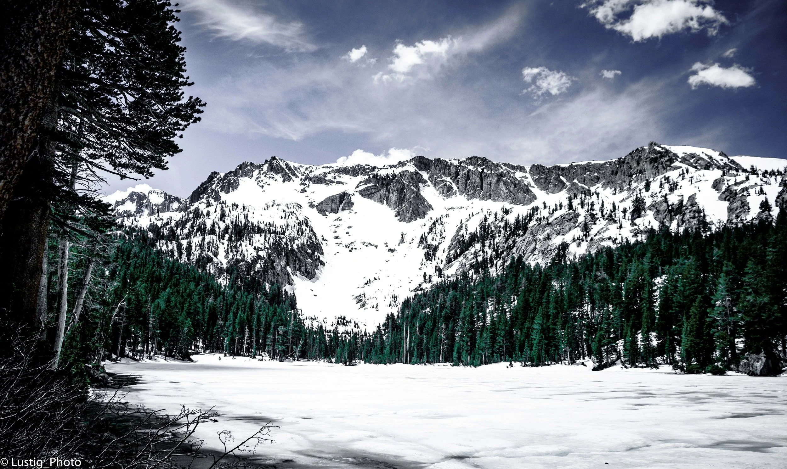 Hey, How is everybody? This photo is another landscape taken in Mammoth Lakes. It was taken last year during a hike last year at Lake George. I wanted to post it on my blog because I felt it adds an awesome winter vibe. It was actually April when I took this. We hiked through deep snow. I bring my camera not planning to take any striking images. It was more for snapshots of the family. But then I found this beautiful composition and took it. What do you think? If you would like to purchase the photo it is available digitally. Prints will be available soon