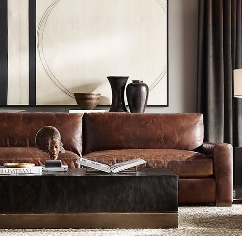 Get The Luxe Look For Less Masculine Home Office Beauty Is Abundant By Leah Alexander Get The Luxe Look For Less Masculine, Masculine Leather Sofa