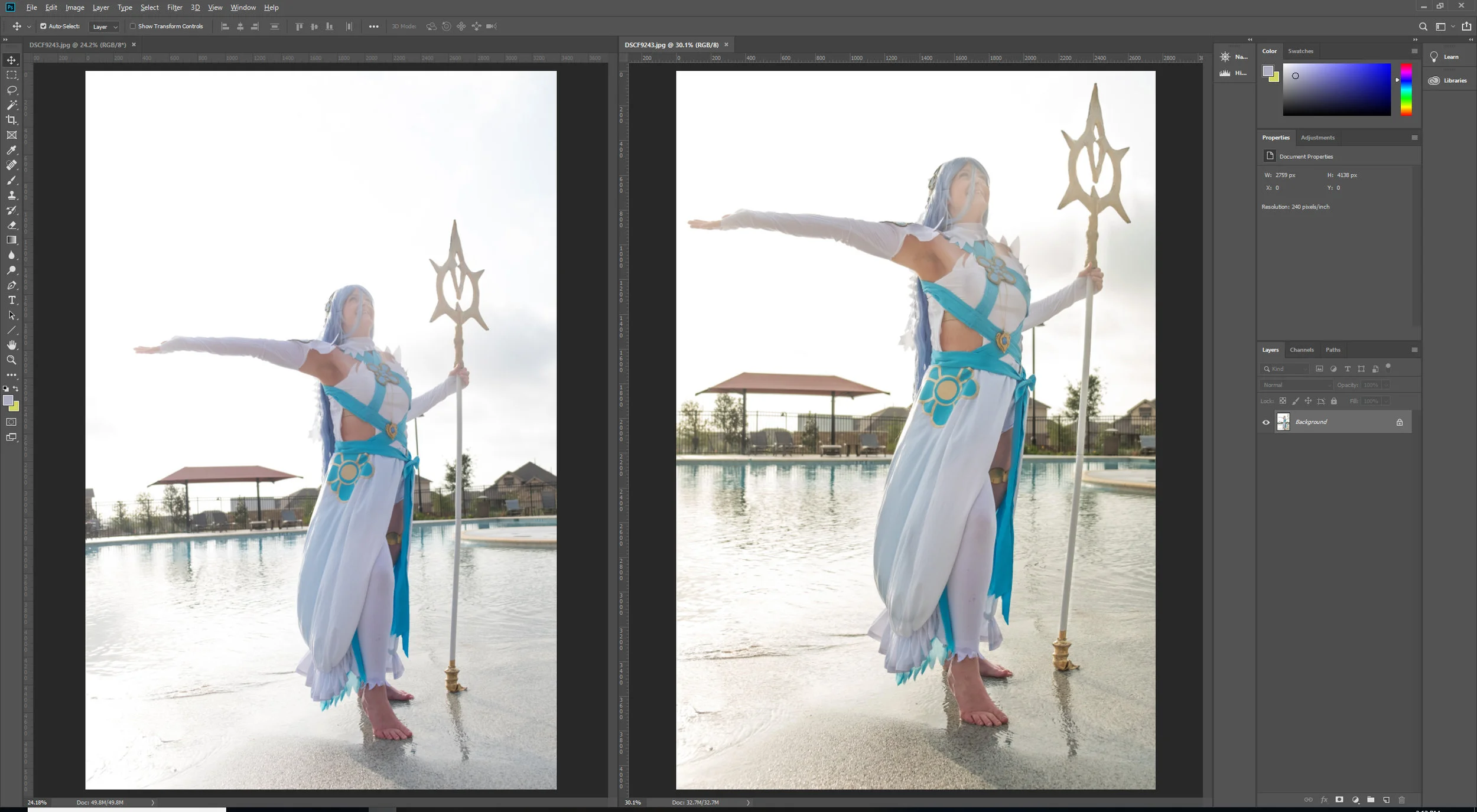 Left: original edit, right: re-edited version
