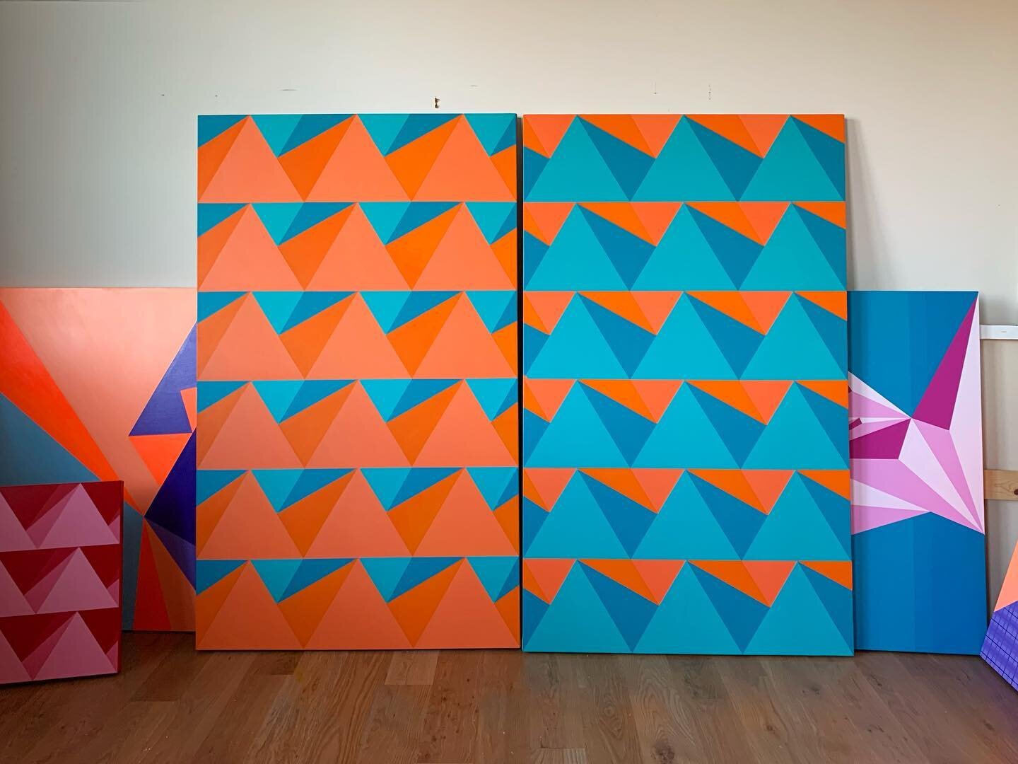 Things are coming along on this diptych. I&rsquo;m going to sit with these for a while to decide if they&rsquo;re finished. Each canvas is 36&rdquo;x 60&rdquo;. I hope these add a little brightness to your day!