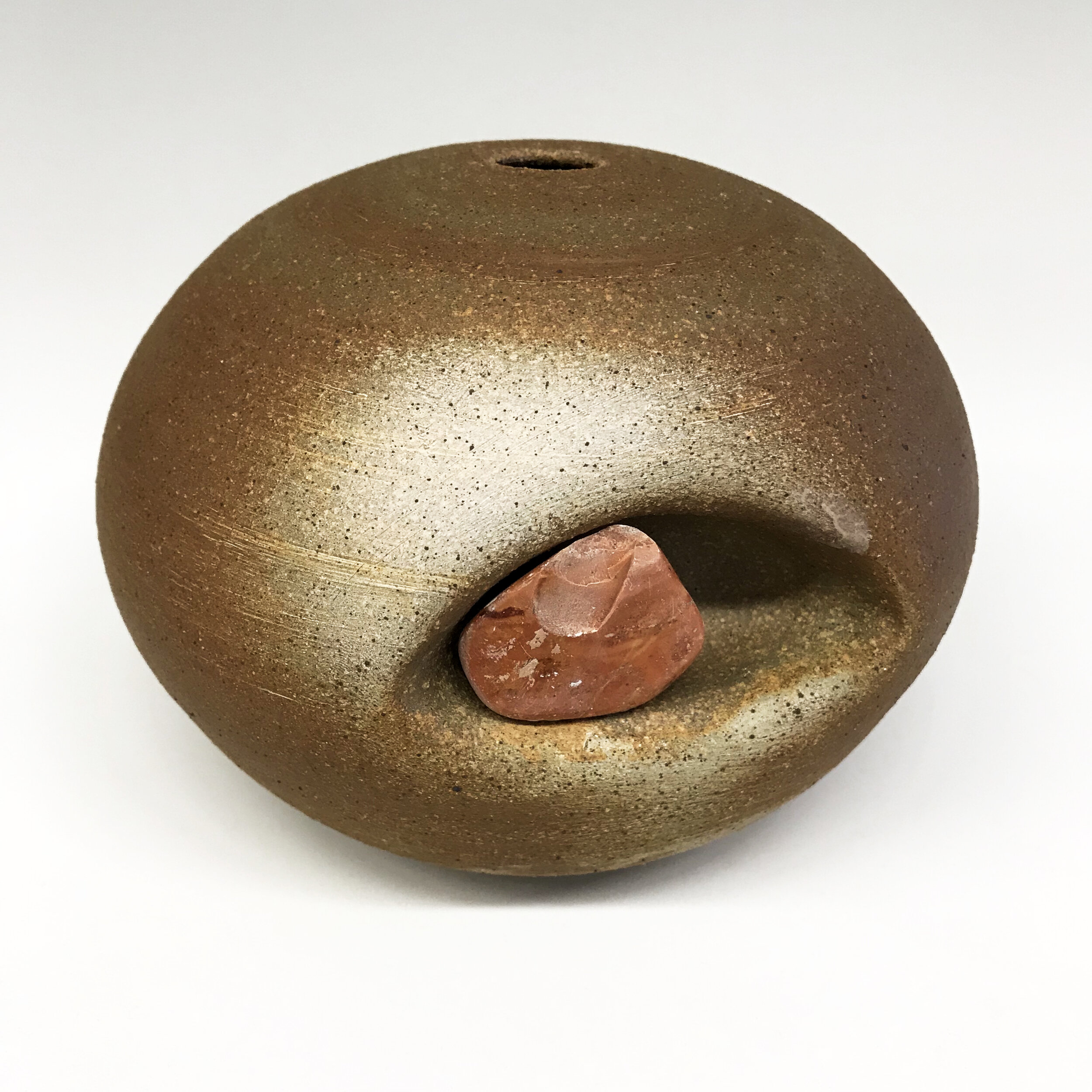   Sphere with Nook and Chipped Tooth , stoneware, stone 