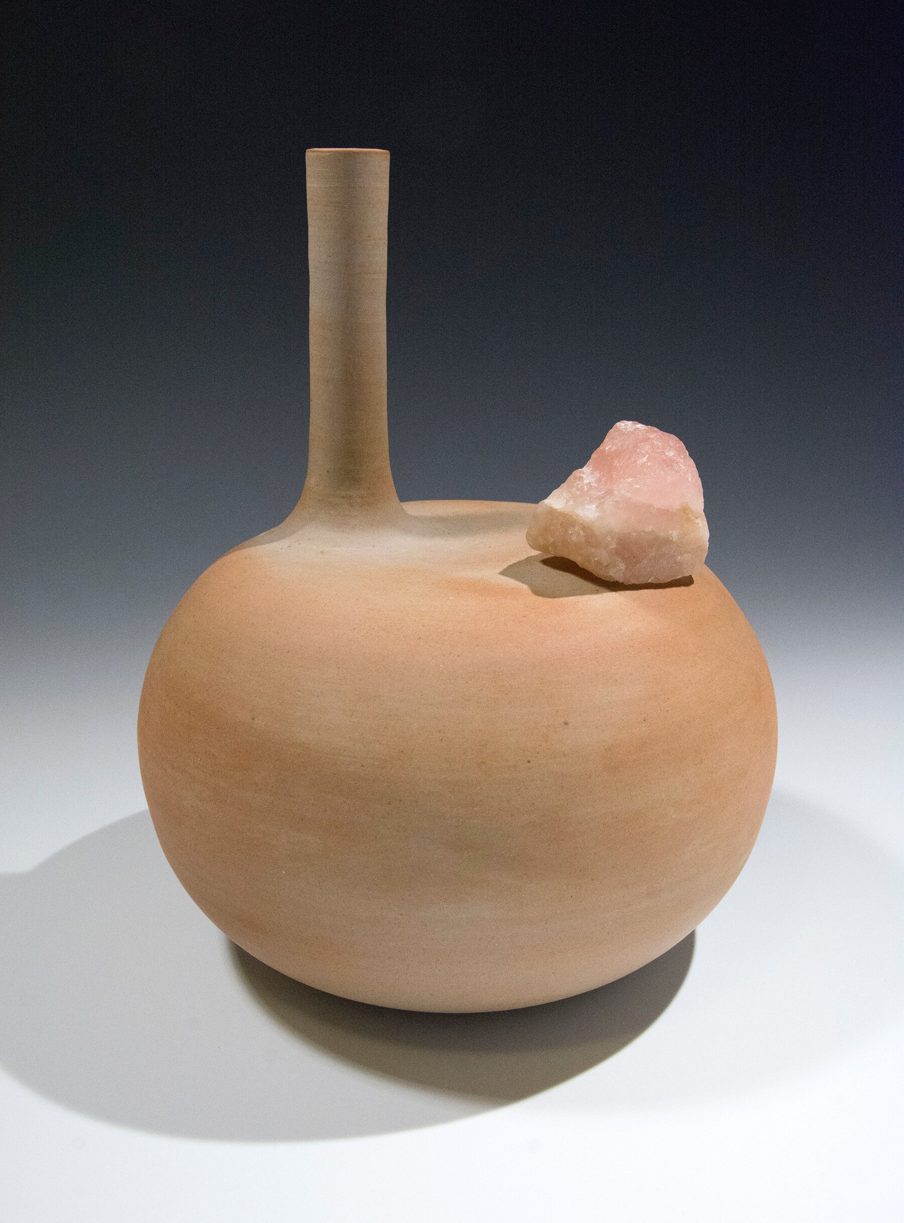   Vase with Freckled Shoulder  (for Rose), stoneware and rose quartz 