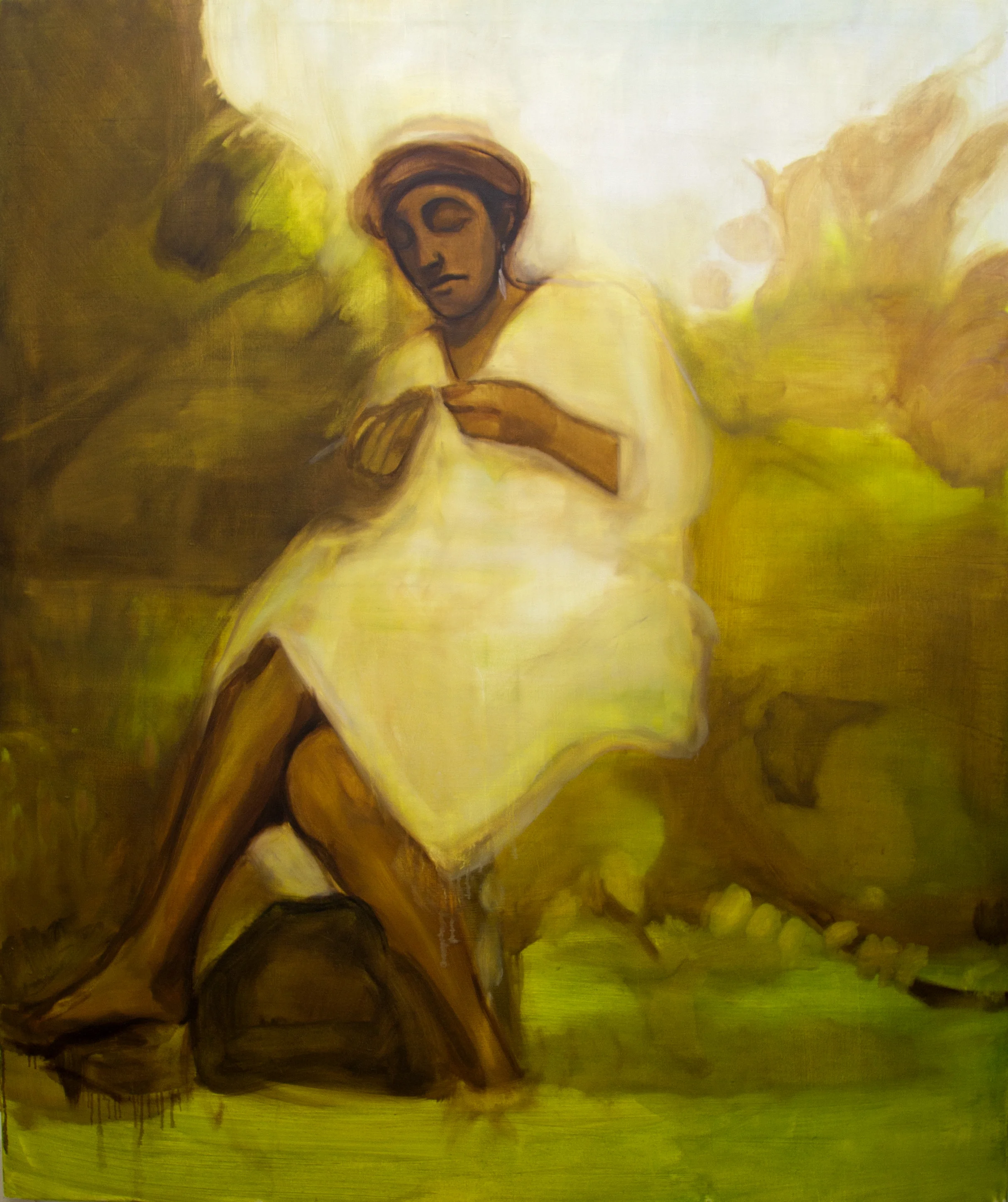 10 Jan 2019 to 2 Feb 2019 Opening Reception: Thursday 10 January, 6:30 - 8:30 PM Request PDF Catalogue We are pleased to present a series of new paintings by the British artist Sikelela Owen, in an exhibition that looks at how the imagery and motifs from art history give shape to a painter’s visual memory. Sikelela’s paints the things that are closest to her: her family, friends, and relationships. The images she works with have endured as memories, to the extent that they are more than just a depiction of a moment in time. They represent an emotional echo given visual form. This sense of the intangible past is carried through in the way Sikelela paints. Her brushwork, on the one hand expressive and gestural, is also laid down in light glazes as if layering one haze of memory over another. Detail is only what is strictly necessary: everything superfluous is omitted, or lost. What results are paintings that tap into the loss of a precious moment, and the sense of meaning that such ephemeral things can engender within us. Within this, Sikelela’s paintings also suggest how the history of painting can influence a painter’s visual memory. Velazquez’s ‘Portrait of Sebastian de Morra’ lies beneath an image of the artist’s aunt; a female motif from Manet’s ‘The Balcony’ find its way into images of girls in suburban London gardens. Sikelela’s use of blocks of colour that interlock on the canvas also echoes how Hurvin Anderson’s paintings slip between place and pattern. It shows how, through a painter’s eye, the canon of art history can be transformed into a very personal visual vocabulary. Sikelela Owen (1984, London) studied Painting at Chelsea College (2009) and then Fine Art at the Royal Academy Schools, graduating in 2012. Recent solo exhibitions include ‘Love, Eat, Sleep, Repeat’ at HSBC Canada Place in London and ‘People Every Day’ at NAM Project in Milan. In 2014 her work was included in ‘100 Painters of Tomorrow’ at Beers Gallery and in the Thames & Hudson Publication. She has recently been awarded the Elephant Lab residency at the newly launched Elephant Space in 2019. Text written by James Freeman