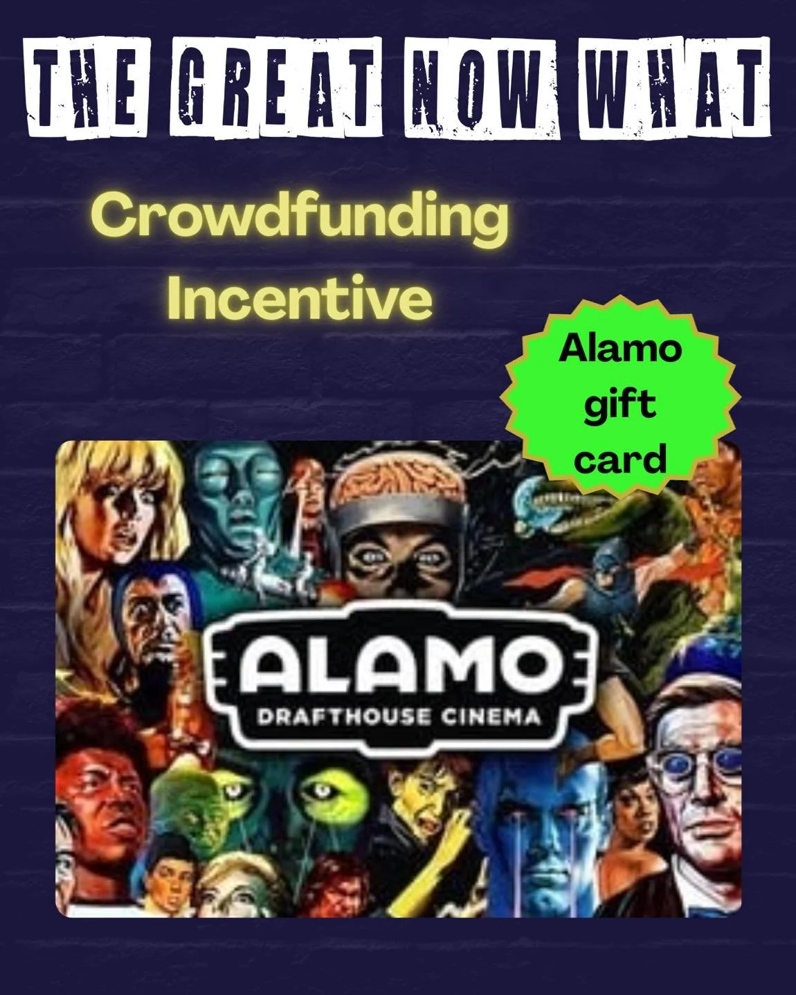 Pledge to support The Great Now What and get some great incentives LIKE:

Alamo Drafthouse gift card!

Crowdfunding begins May 1st - Stroke Awareness Month!

#Brainlnjury
#StrokeSurvivor
#Crowdfunding
#IndieFilm
#RepresentationMatters

Image descript