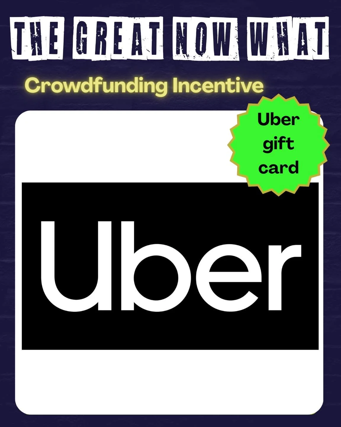 Pledge to support The Great Now What and get some great incentives LIKE:

An Uber gift card!

Crowdfunding begins May 1st - Stroke Awareness Month!

#Brainlnjury
#StrokeSurvivor
#Crowdfunding
#IndieFilm
#RepresentationMatters

Image description:
Dark