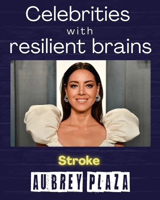 Celebrities with resilient brains! 
❓Did you know:

🧠 Aubrey Plaza had a stroke at age 20?
 
🧠 Jamie Foxx had a stroke at age 55?

🧠 Selma Blair was diagnosed with MS at 46?

🧠 Sharon Stone had a stroke at age 43?

🧠 Emilia Clarke had two brain 