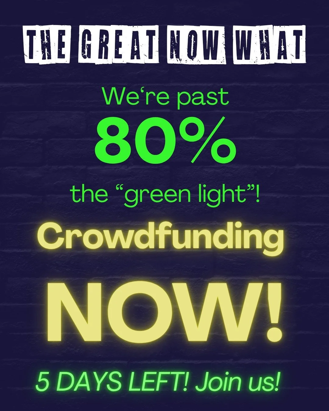 🎉We are THRILLED to report that we have passed 80% on our crowdfunding campaign (84% now, in fact)! At this point, we get the &ldquo;green light&rdquo;! Seed &amp; Spark is a very artist-friendly platform and once you hit 80%, you are able to collec