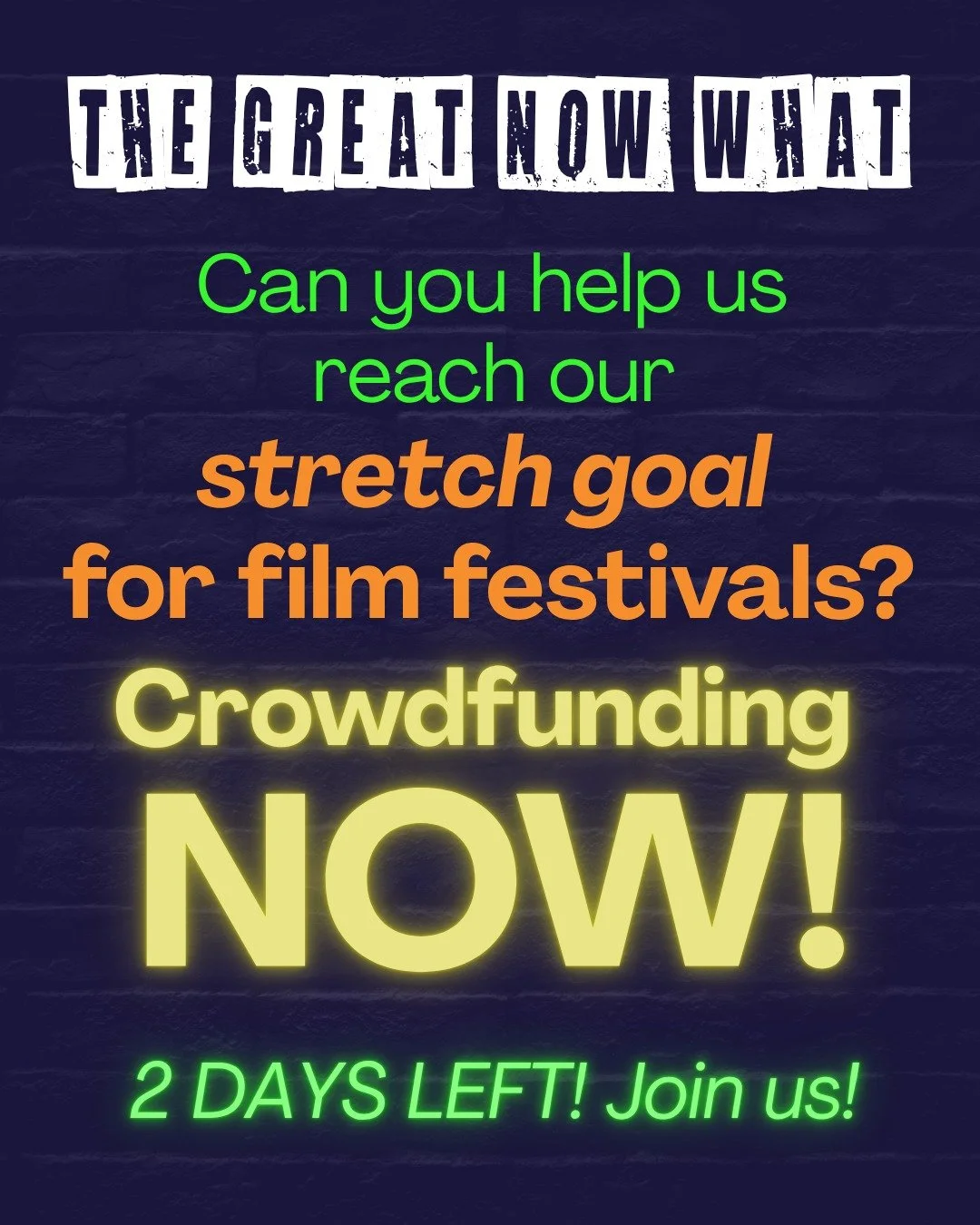 With 2 DAYS left in our campaign, because of INCREDIBLY GENEROUS people like you, we are within 2% of our initial goal! 

THANK YOU to our amazing crowd of supporters! Your belief in our project is SO UPLIFTING!

Can you help us reach our stretch goa