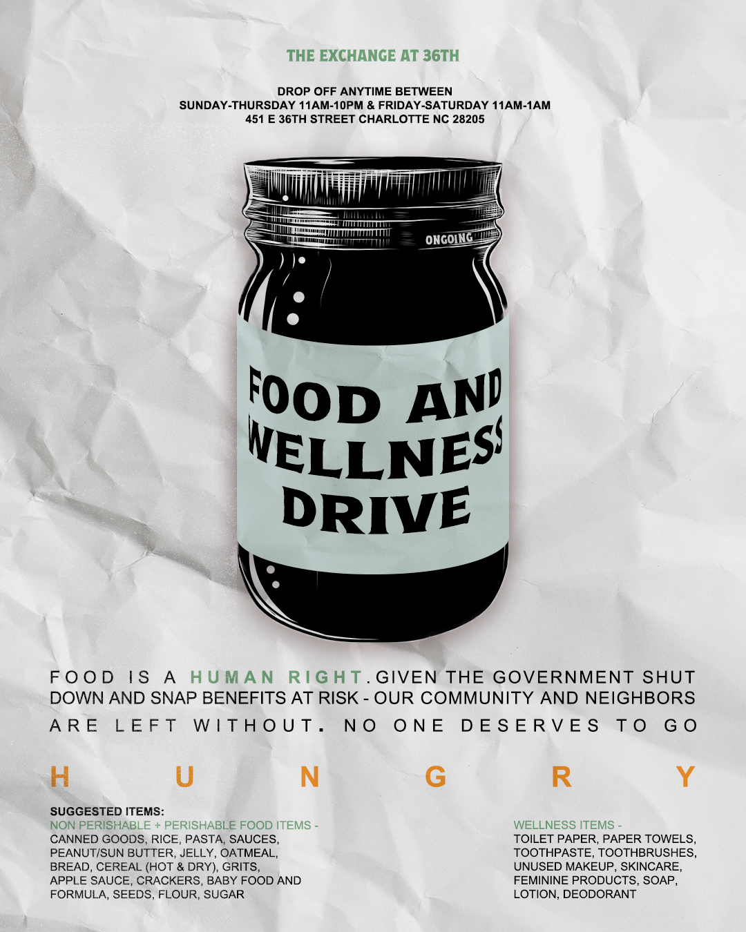 ongoing Food &amp; Wellness drive