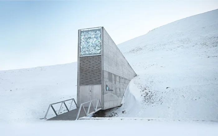 The Svalbard Global Seed Vault is a secure seed bank on the very cold Norwegian island of Spitsbergen.