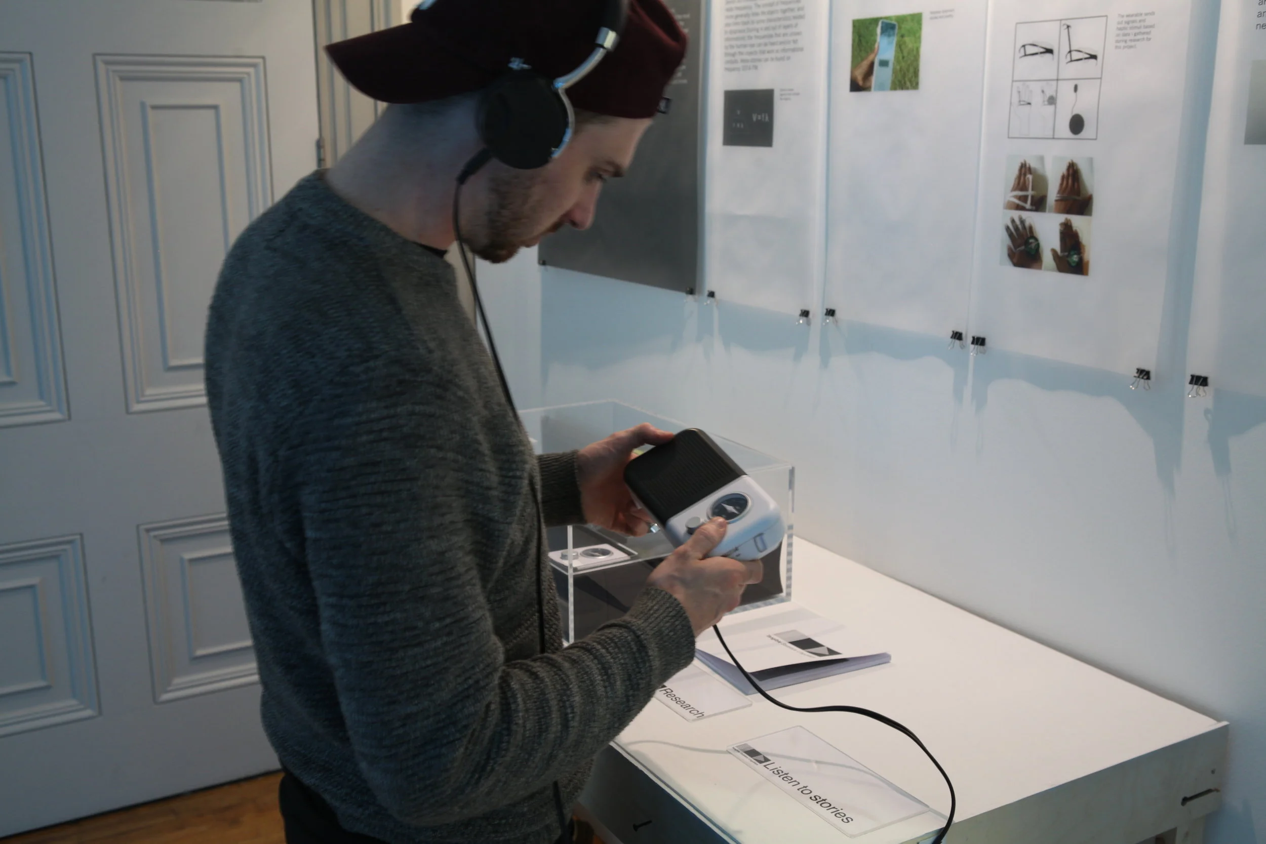  Part of the Tangible Statistics Linguistics (TSL) Project. The image shows a member of the public engaging with the Tune in Tune out  TSL Toolkit.  