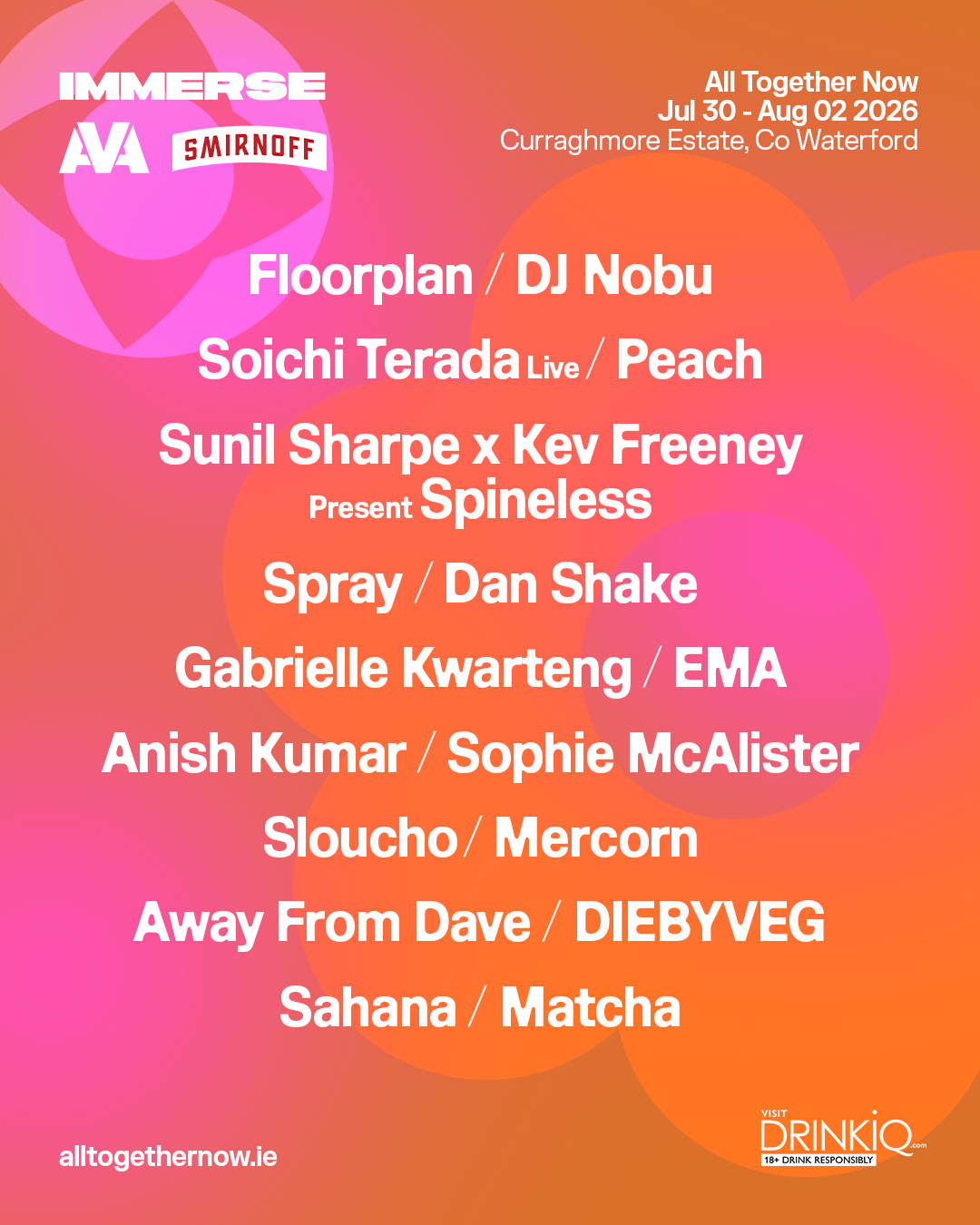 IMMERSE with AVA and Smirnoff Lineup Announced