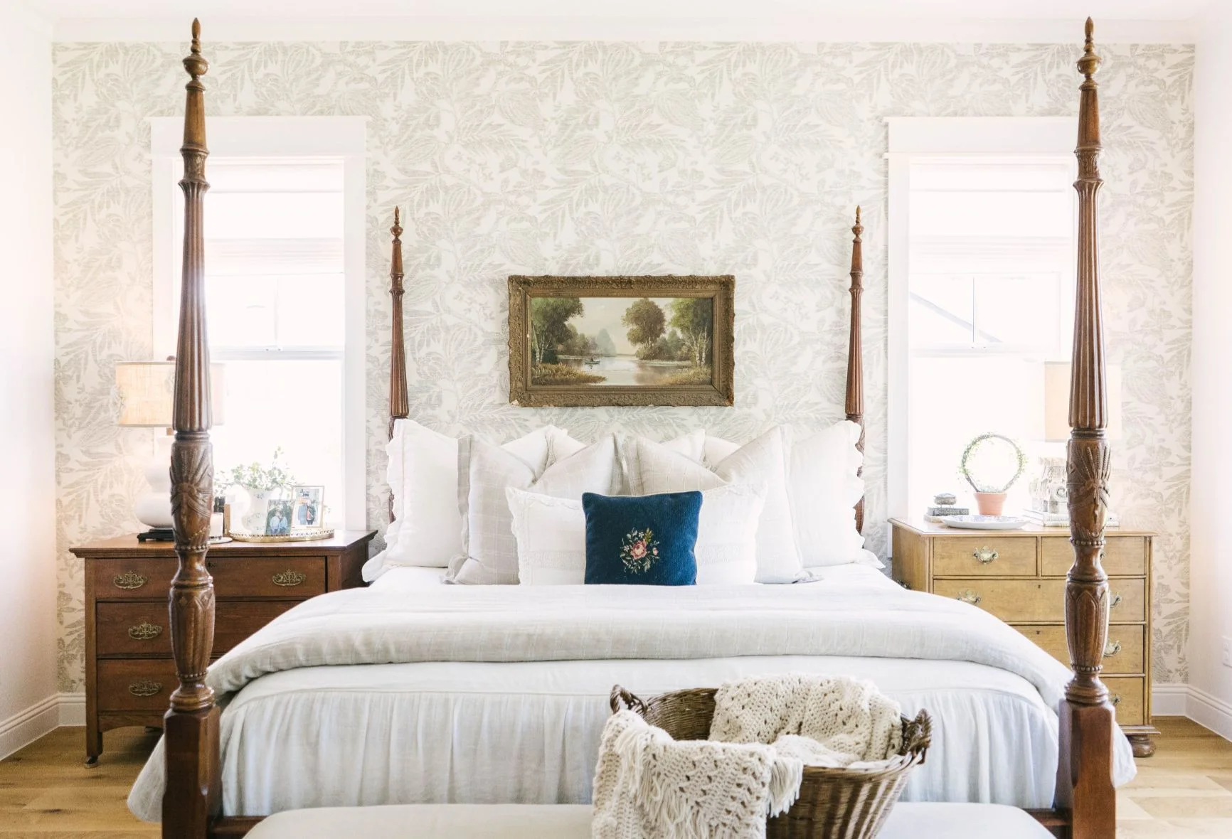 Farmhouse Master Bedroom - Annie Selke Wall Paper