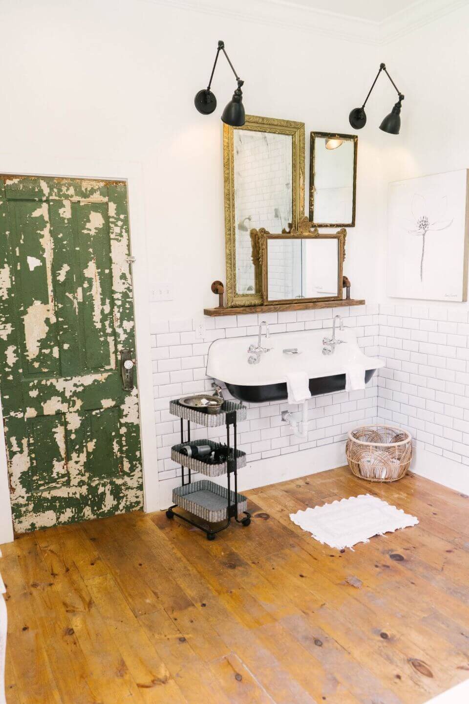 The Morrow House Home Tour - Historic Waco AirBnb - Cottage Home external - As Seen in Fixer Upper Season 5 - Vintage Mirrors Layered in Bathroom Vintage Sink -农舍生万博赞助意大利甲级联赛活。jpg