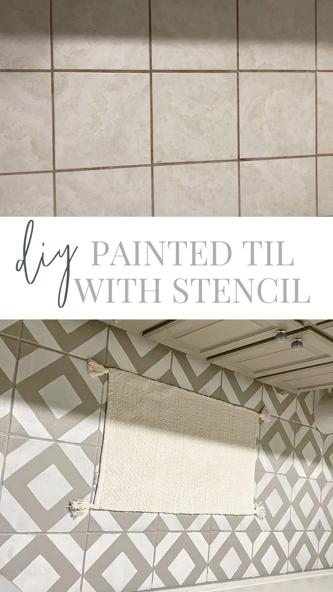DIY Painted Tile Floor with Stencil - Bathroom Makeover with Paint Only ...